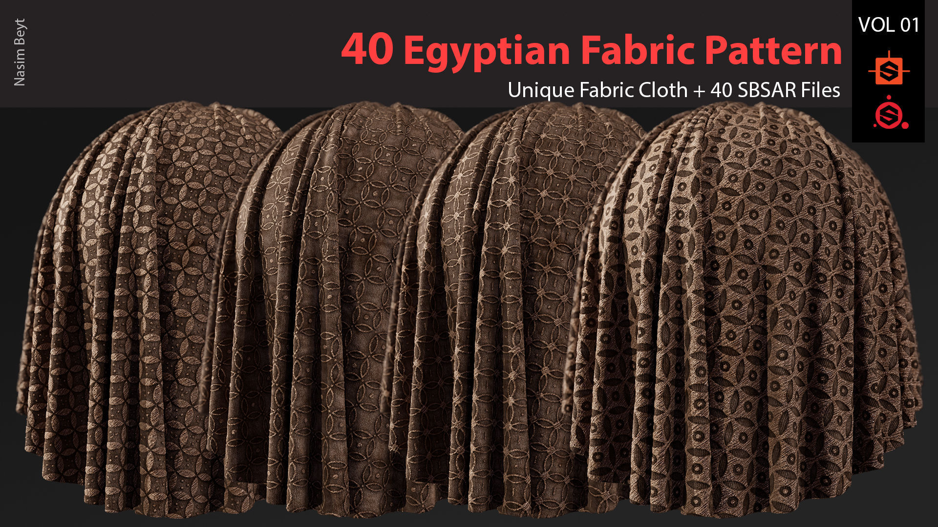 40 Tileable Ancient Fabric Pattern - Egyptian VOL 01 Texture_3