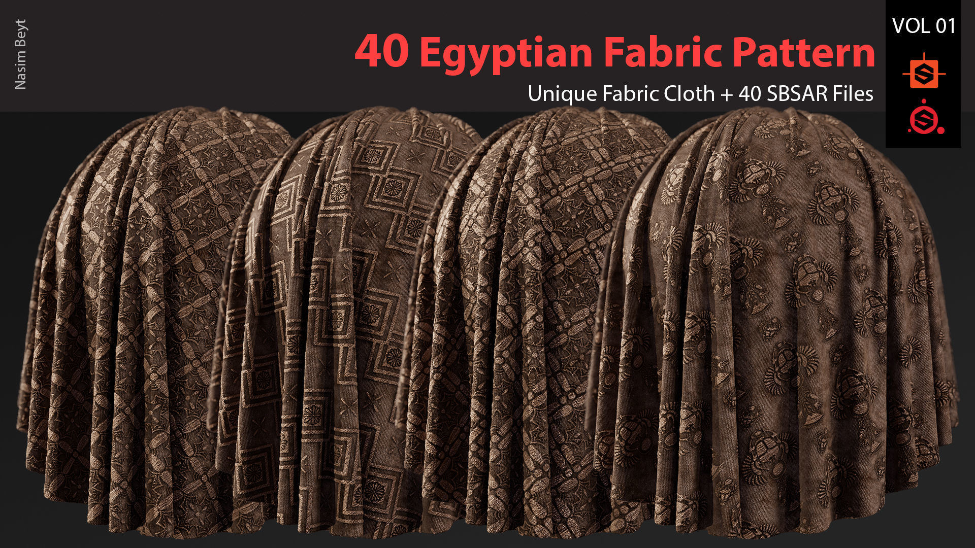 40 Tileable Ancient Fabric Pattern - Egyptian VOL 01 Texture_7