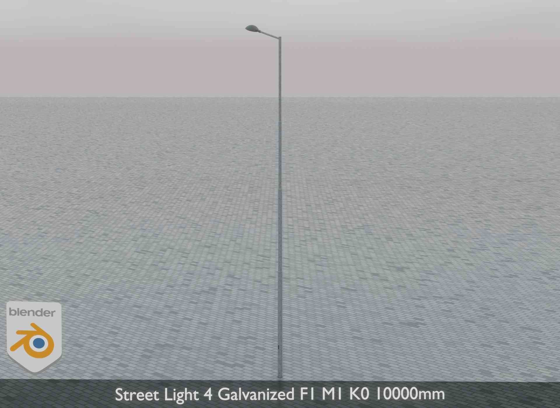 Street Light 4 Galvanized F1 M1 K0 10000mm Low-poly 3D model_7