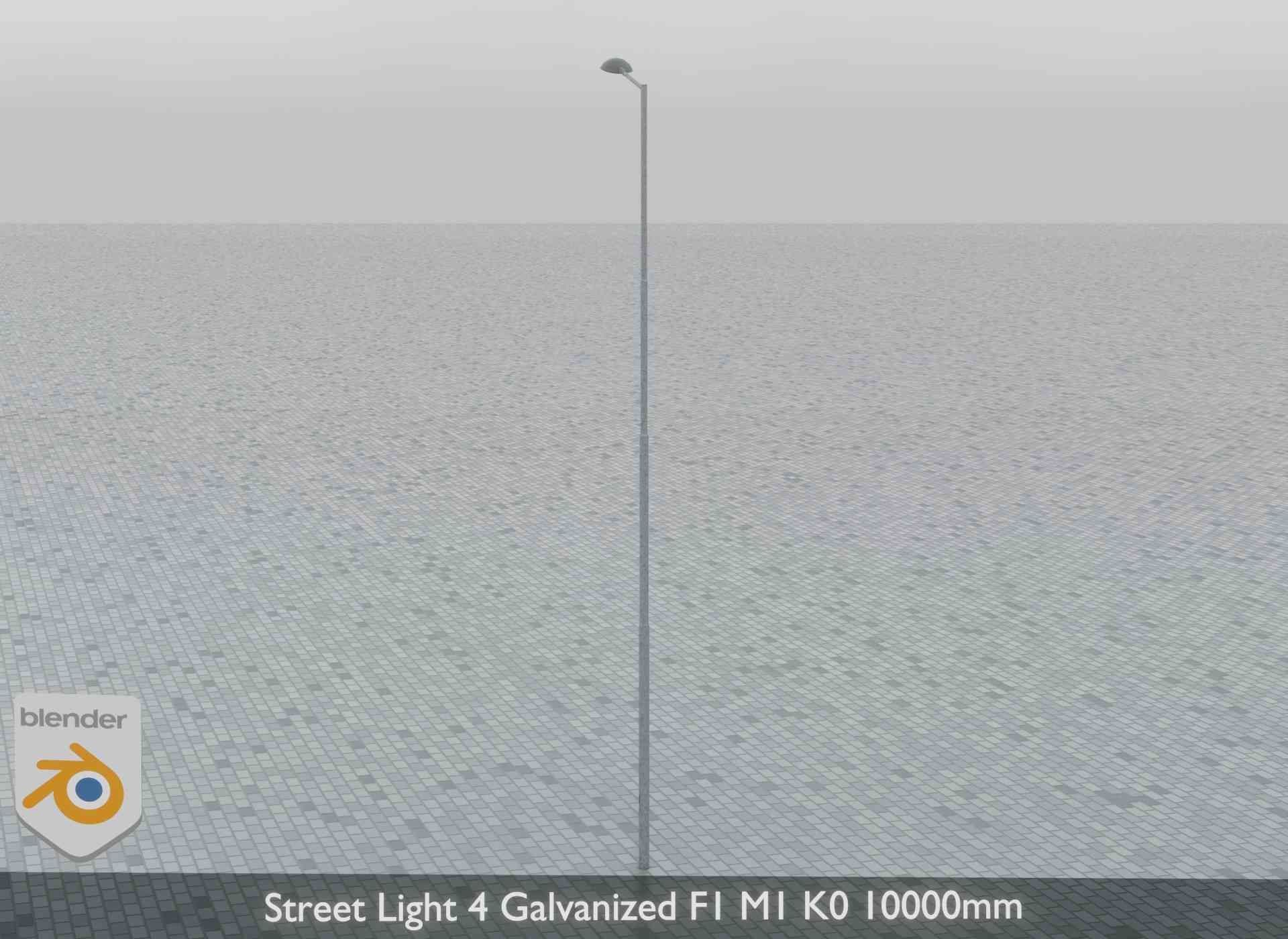 Street Light 4 Galvanized F1 M1 K0 10000mm Low-poly 3D model_10
