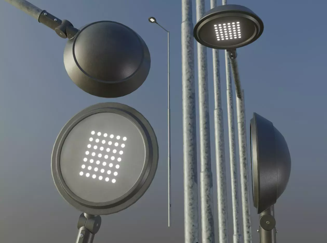 Street Light 4 Galvanized F1 M1 K0 10000mm Low-poly 3D model_0