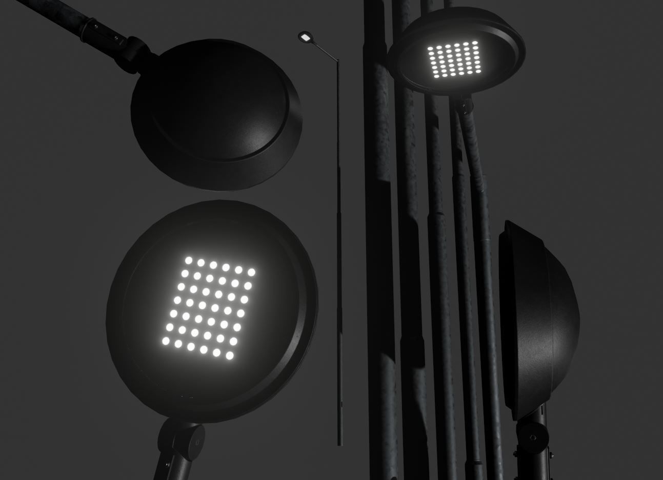 Street Light 4 Galvanized F1 M1 K0 10000mm Low-poly 3D model_1