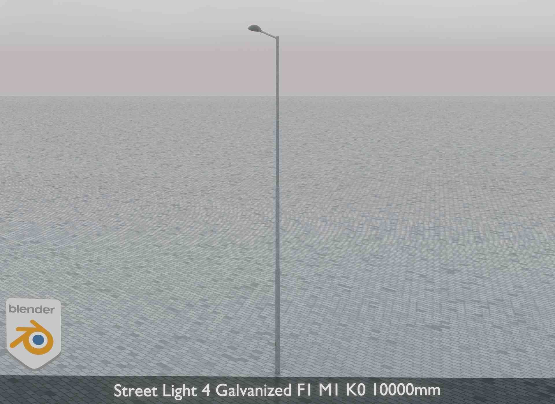 Street Light 4 Galvanized F1 M1 K0 10000mm Low-poly 3D model_8