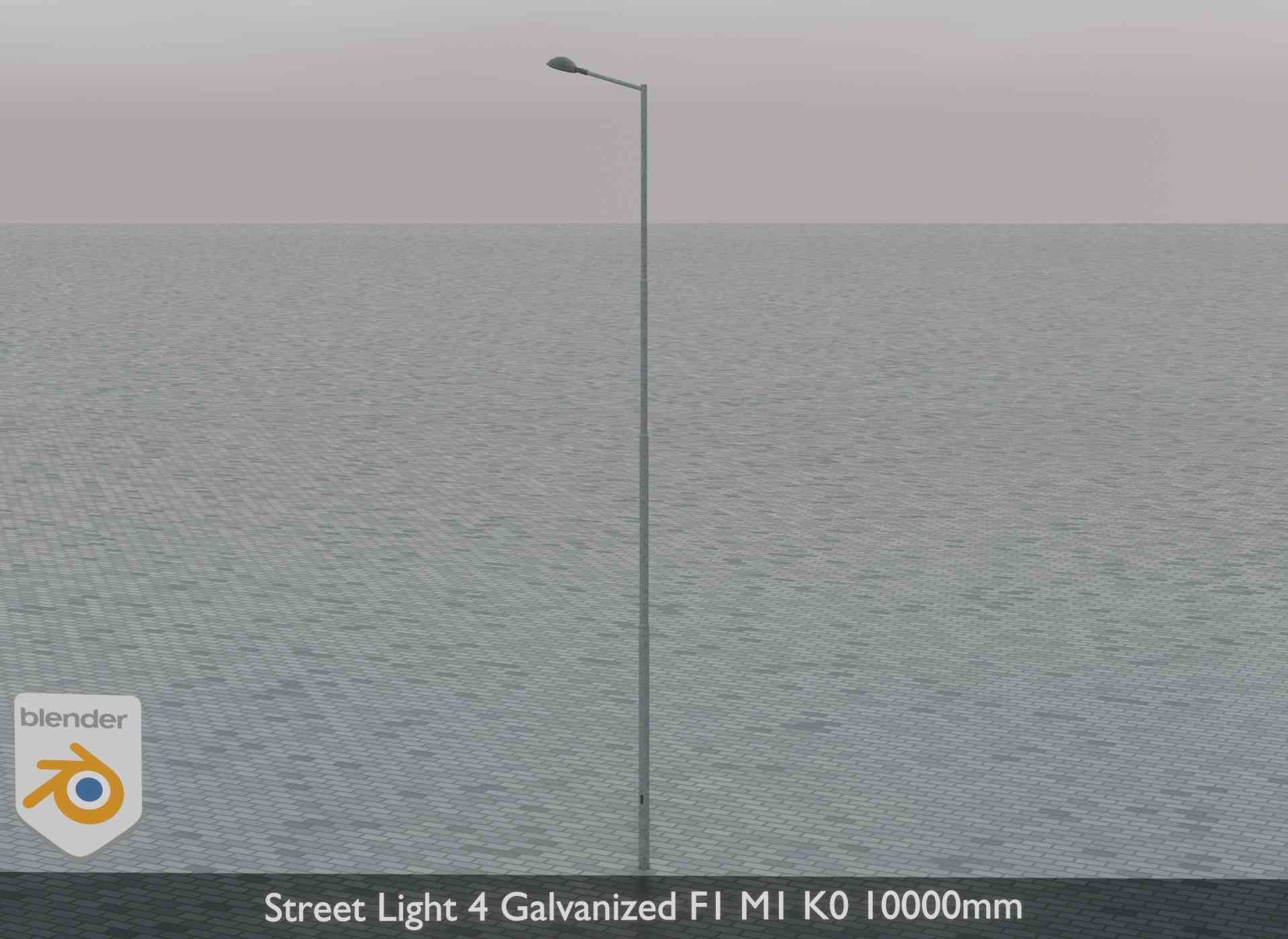 Street Light 4 Galvanized F1 M1 K0 10000mm Low-poly 3D model_5