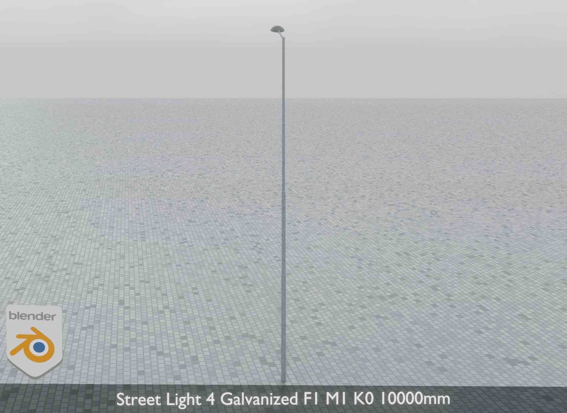 Street Light 4 Galvanized F1 M1 K0 10000mm Low-poly 3D model_11