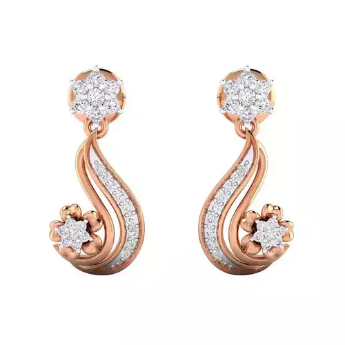 Women Long Drop Earrings STL OBJ FBX Renders Details