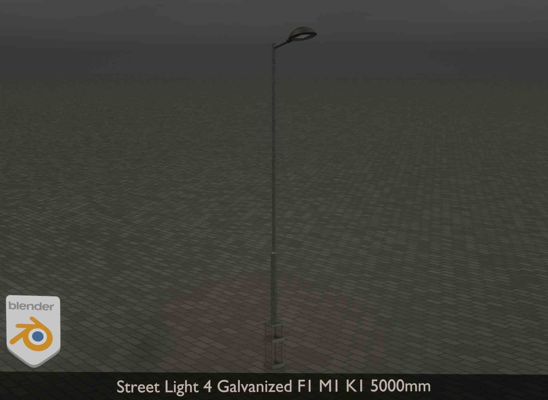 Street Light 4 Galvanized F1 M1 K1 5000mm Low-poly 3D model_26