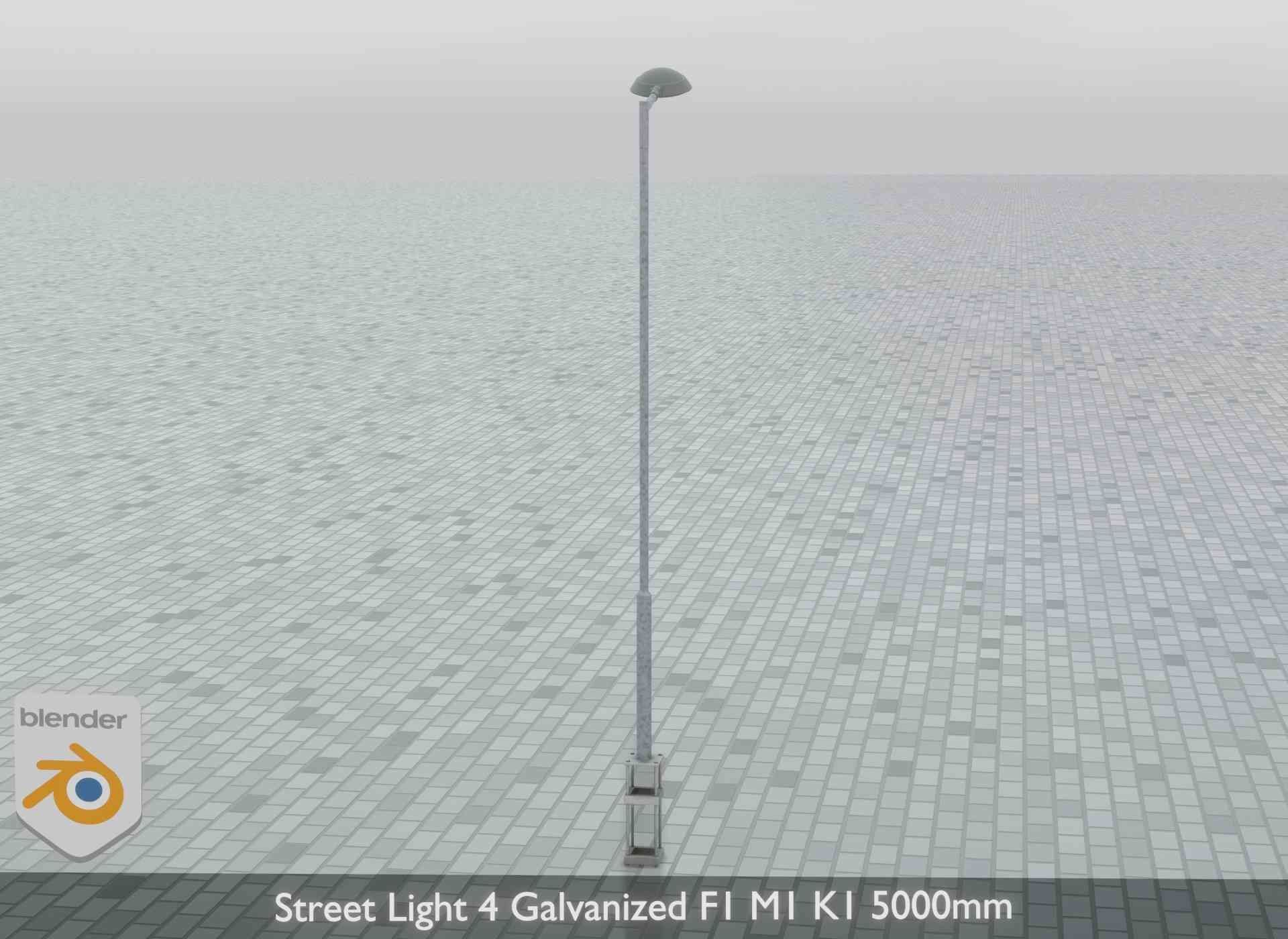 Street Light 4 Galvanized F1 M1 K1 5000mm Low-poly 3D model_11