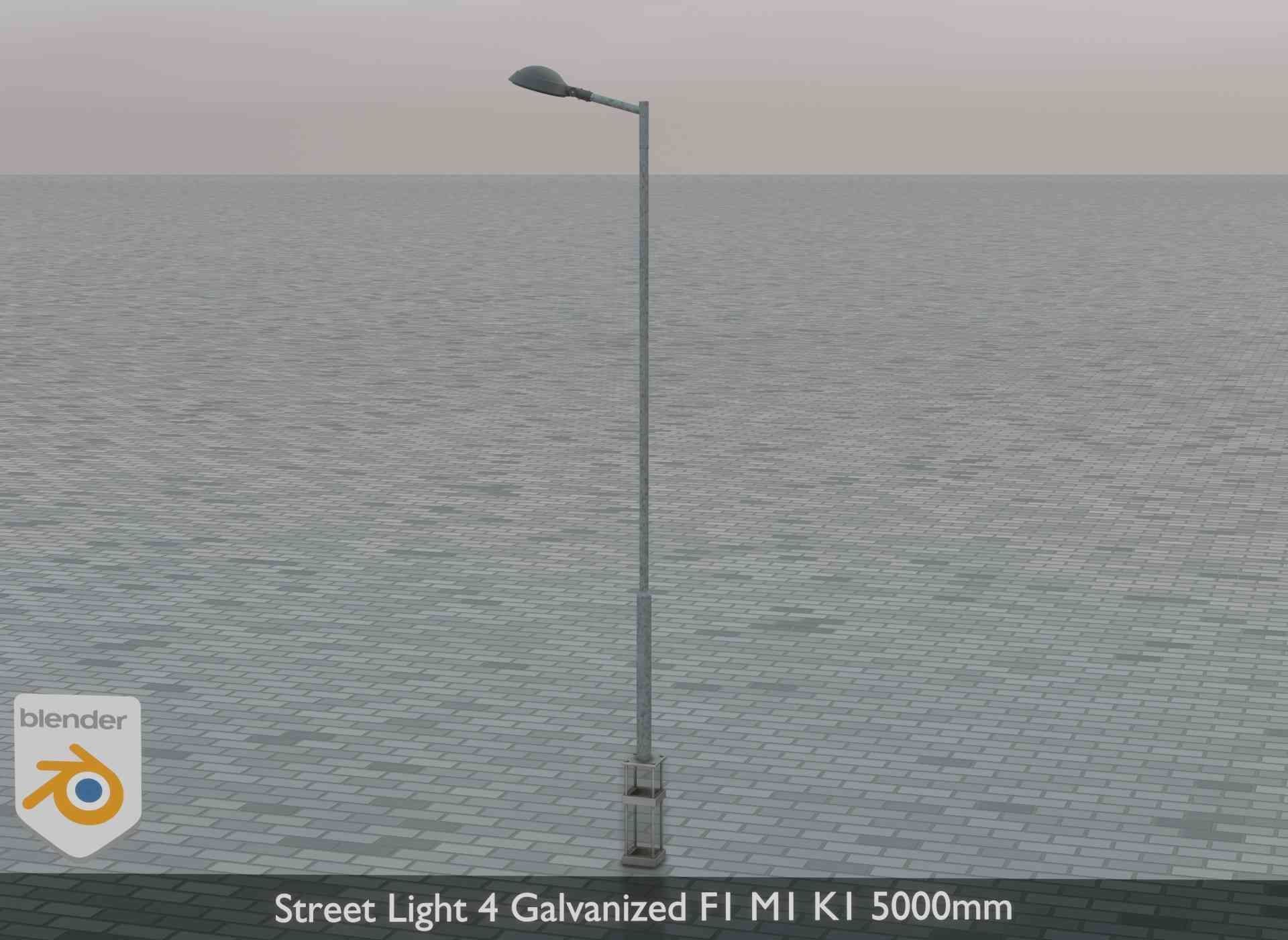 Street Light 4 Galvanized F1 M1 K1 5000mm Low-poly 3D model_2