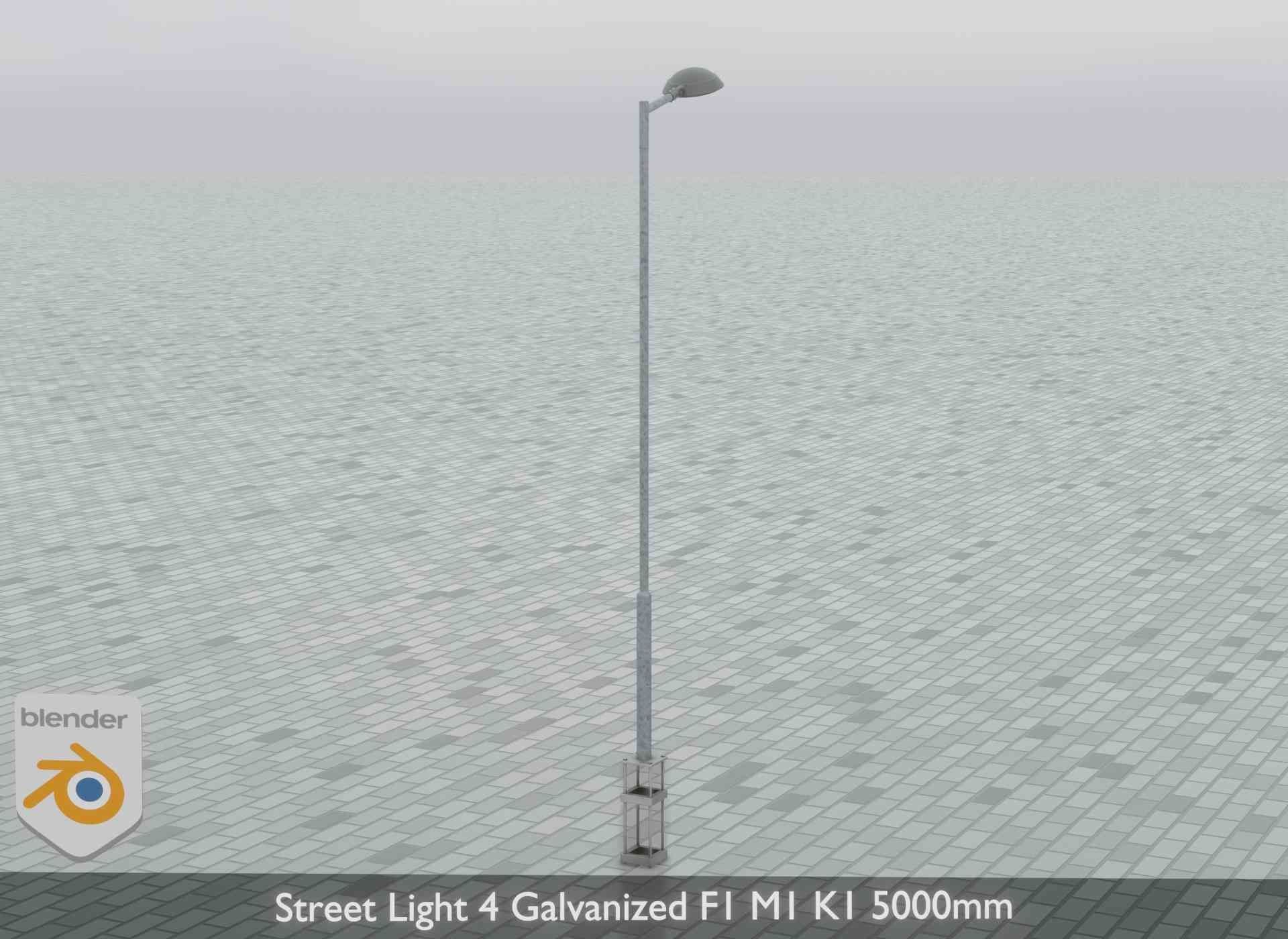 Street Light 4 Galvanized F1 M1 K1 5000mm Low-poly 3D model_13