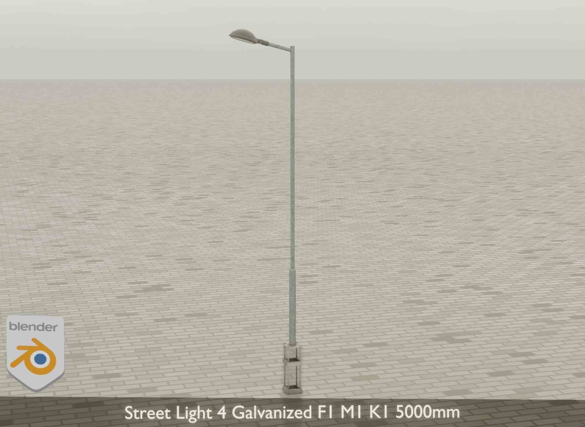 Street Light 4 Galvanized F1 M1 K1 5000mm Low-poly 3D model_38