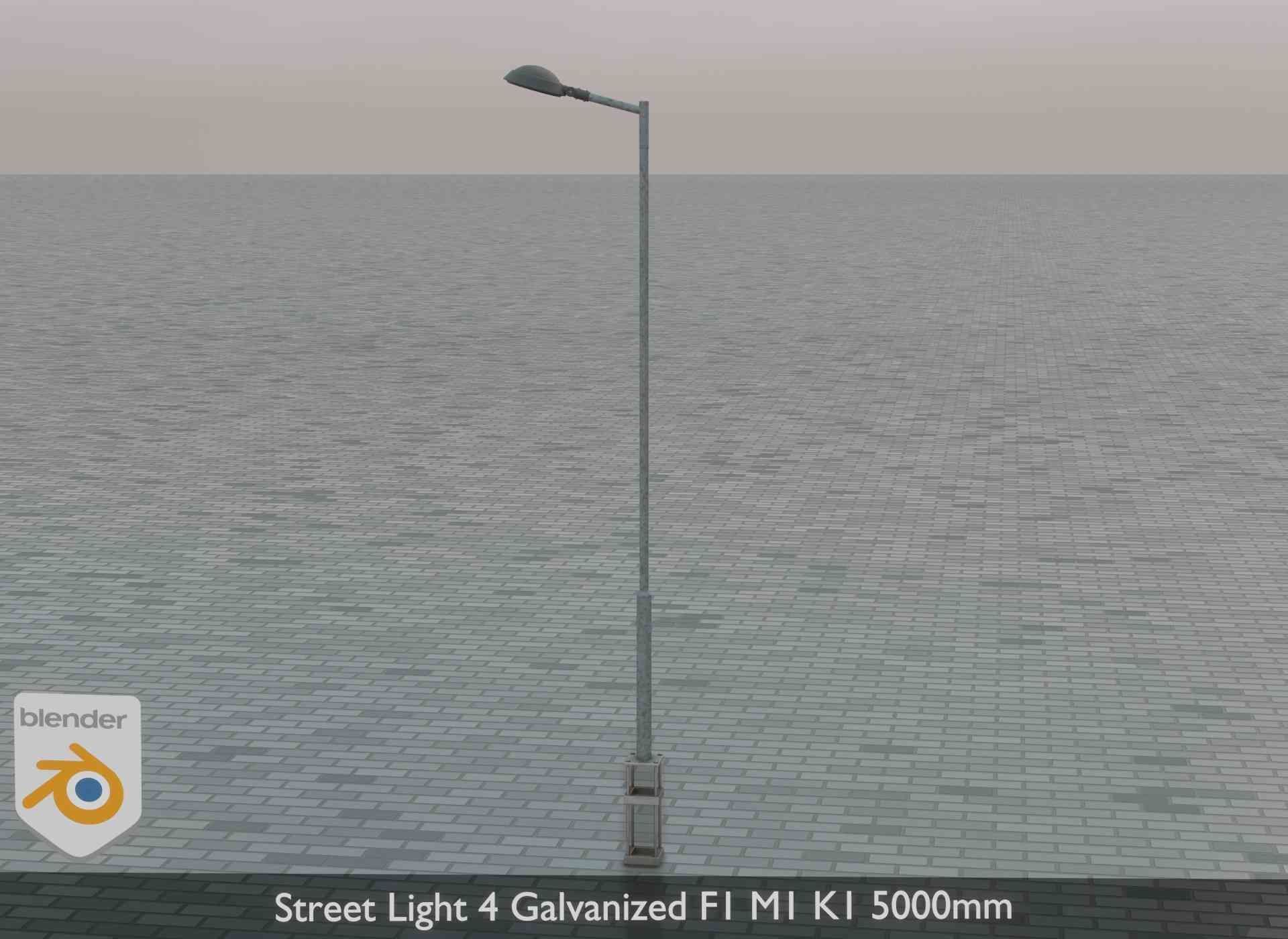 Street Light 4 Galvanized F1 M1 K1 5000mm Low-poly 3D model_1