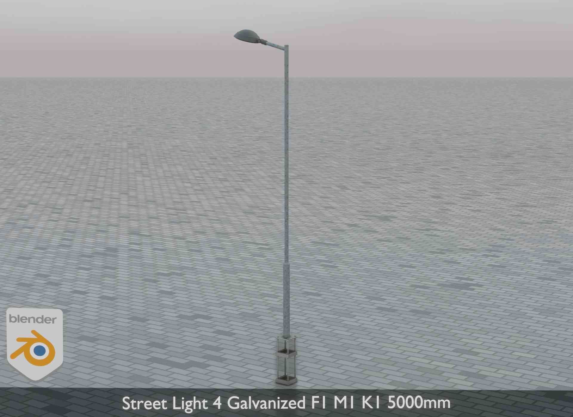 Street Light 4 Galvanized F1 M1 K1 5000mm Low-poly 3D model_4
