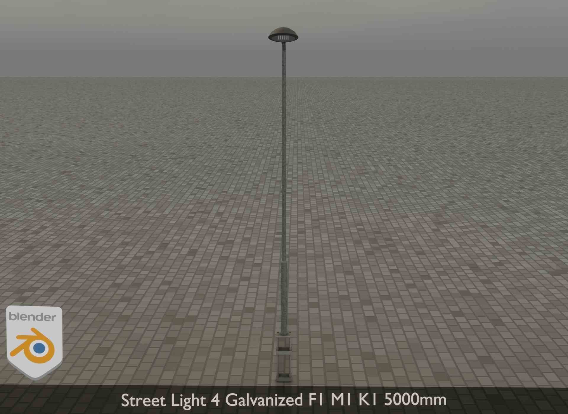 Street Light 4 Galvanized F1 M1 K1 5000mm Low-poly 3D model_30