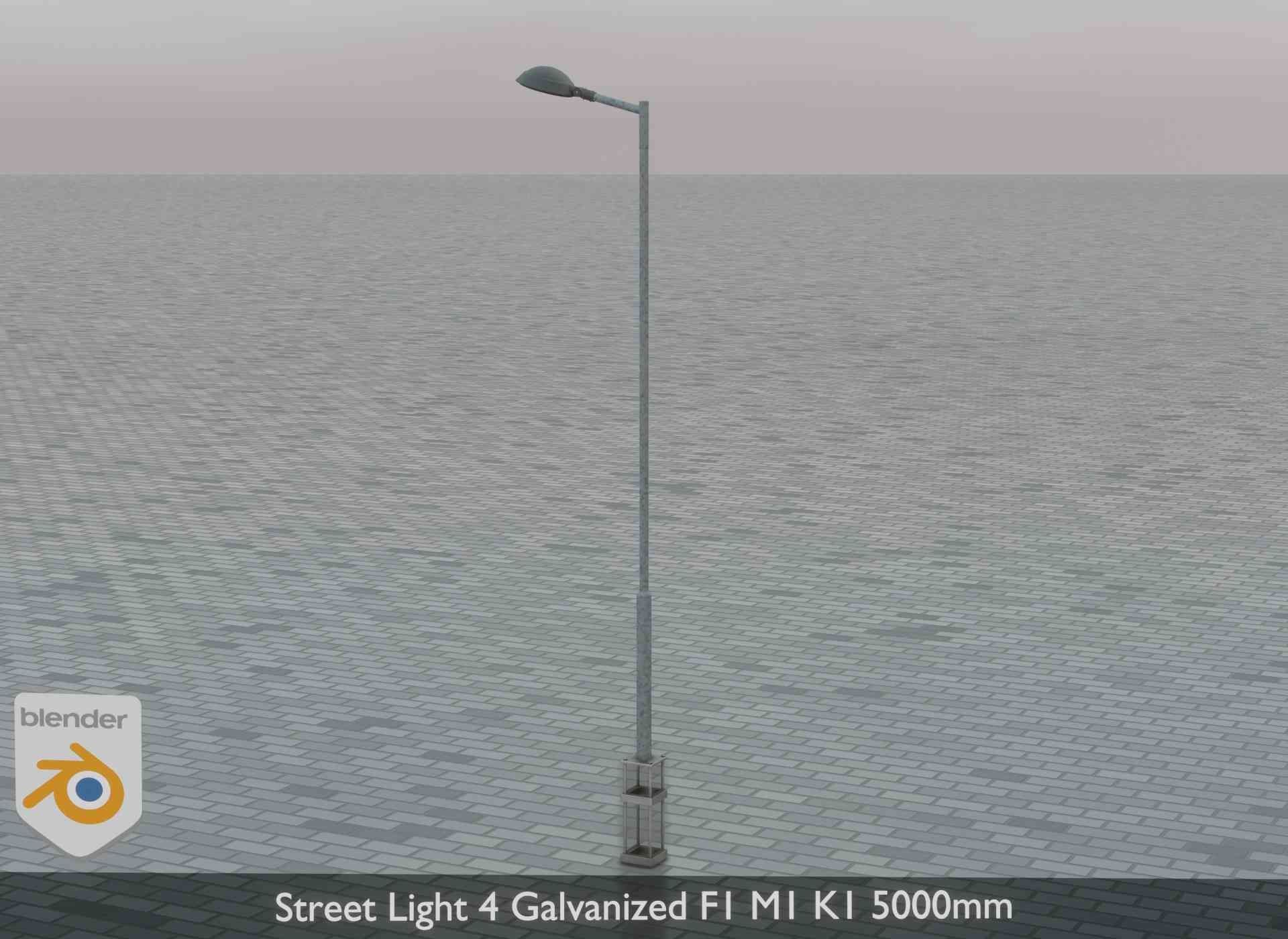 Street Light 4 Galvanized F1 M1 K1 5000mm Low-poly 3D model_3