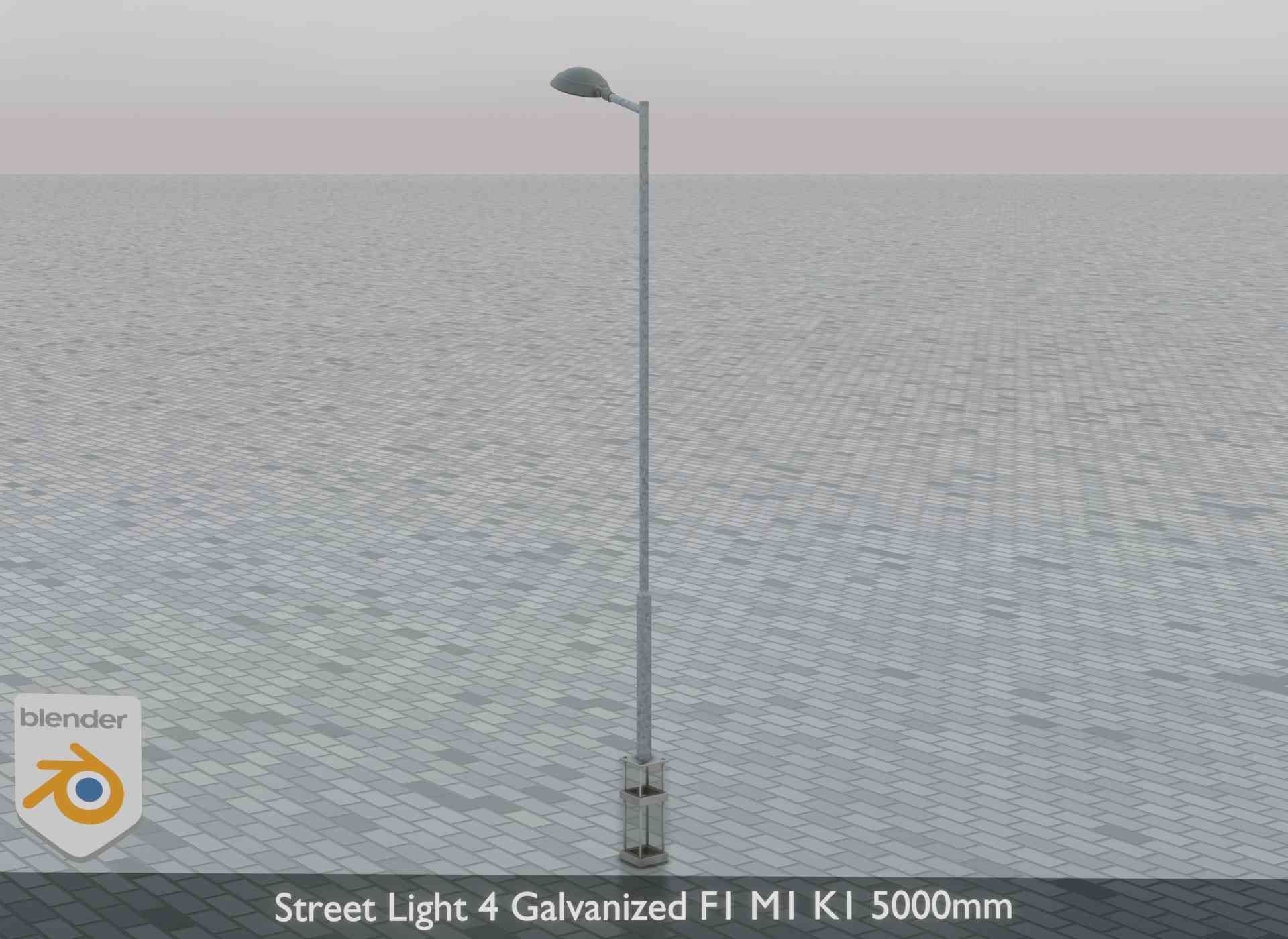 Street Light 4 Galvanized F1 M1 K1 5000mm Low-poly 3D model_6