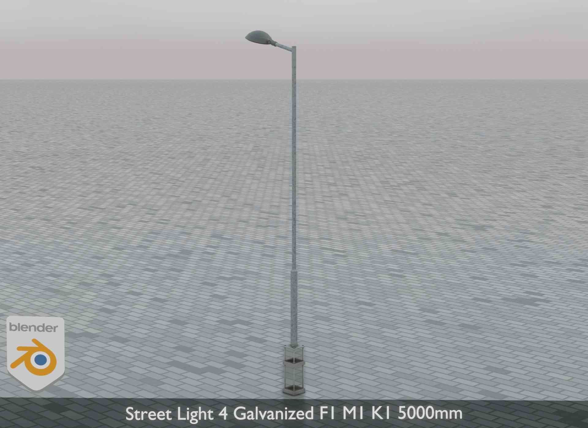 Street Light 4 Galvanized F1 M1 K1 5000mm Low-poly 3D model_5