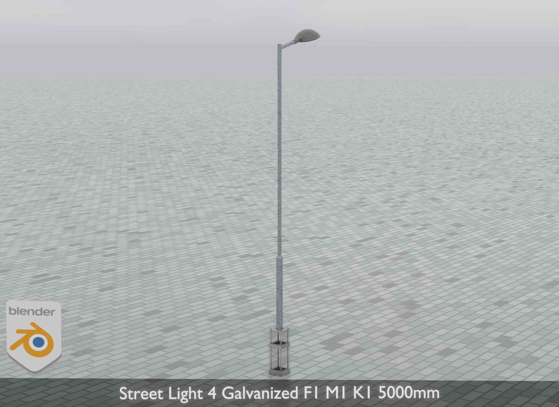 Street Light 4 Galvanized F1 M1 K1 5000mm Low-poly 3D model_14