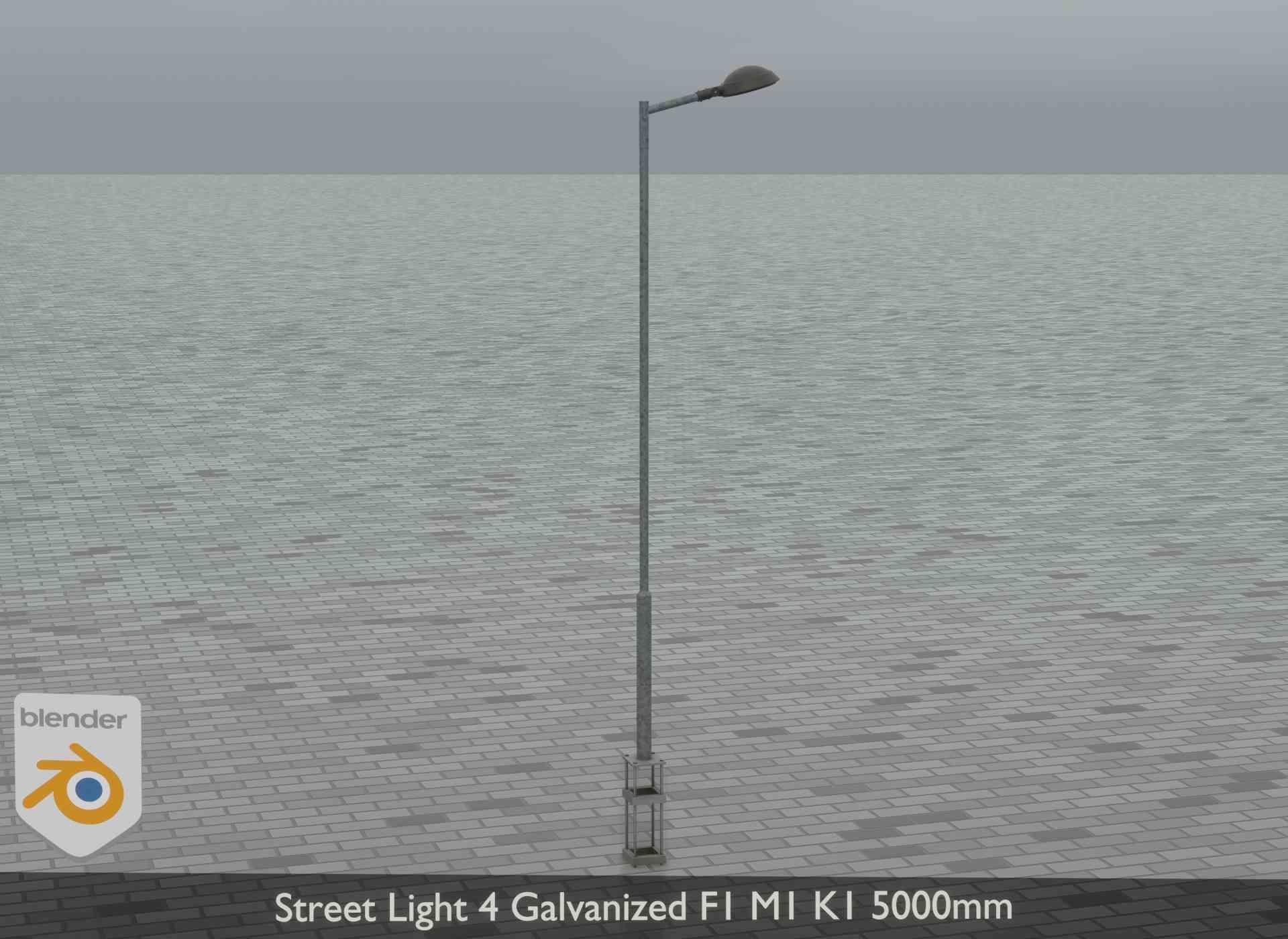 Street Light 4 Galvanized F1 M1 K1 5000mm Low-poly 3D model_18