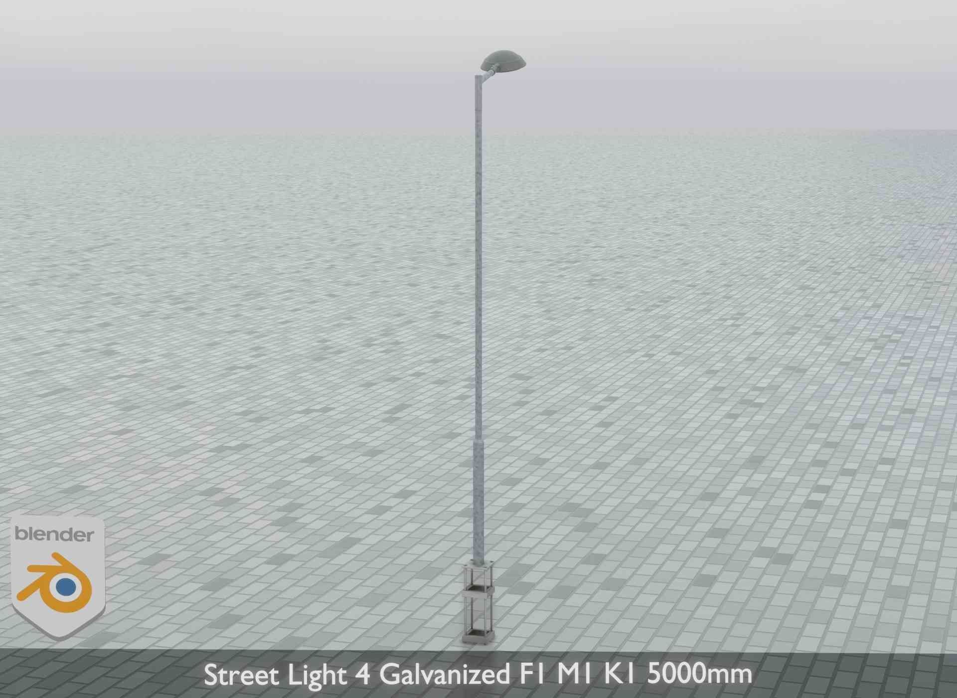 Street Light 4 Galvanized F1 M1 K1 5000mm Low-poly 3D model_12