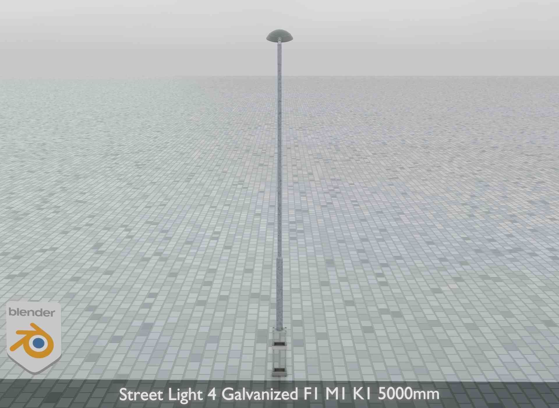 Street Light 4 Galvanized F1 M1 K1 5000mm Low-poly 3D model_10