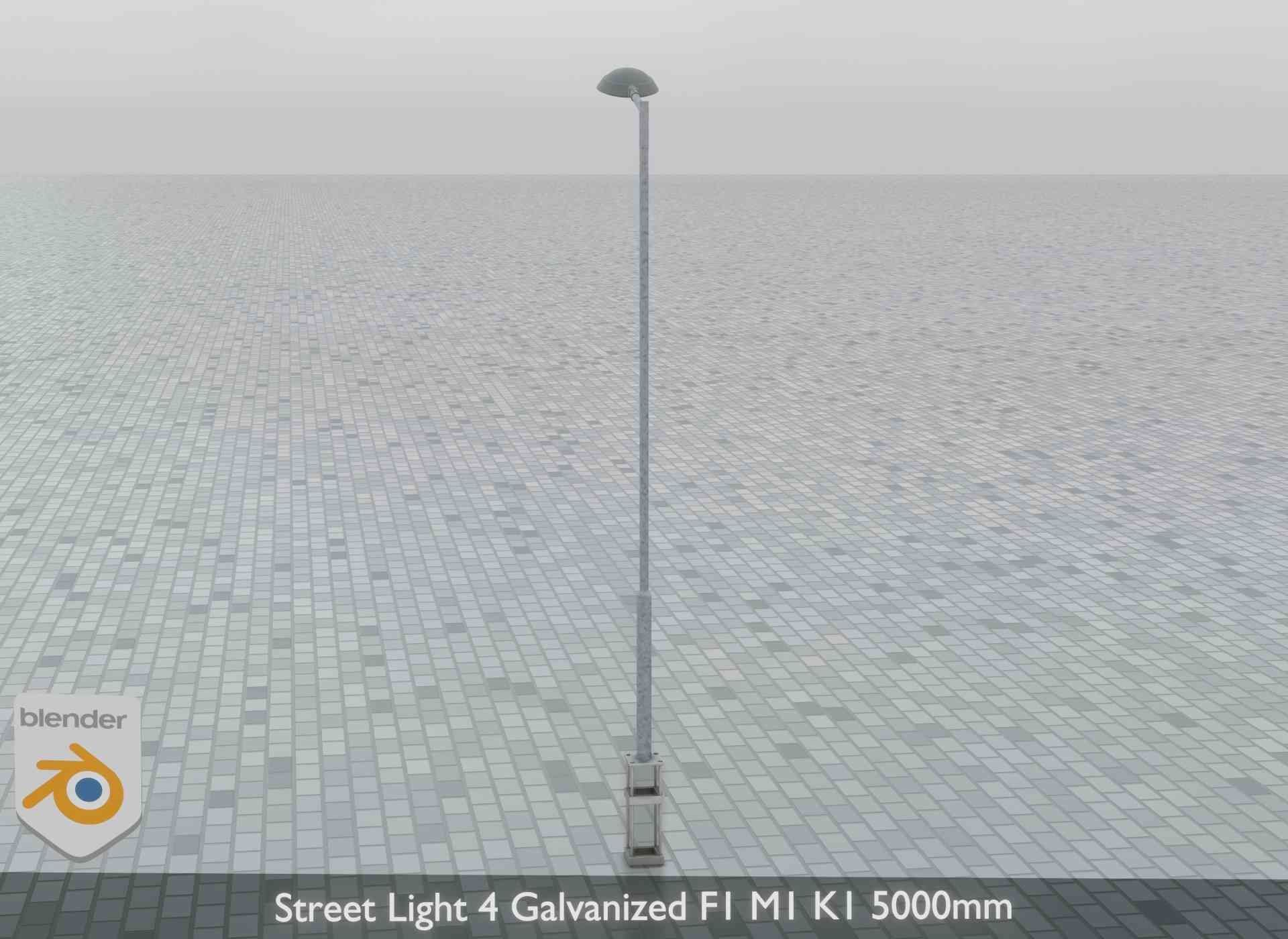 Street Light 4 Galvanized F1 M1 K1 5000mm Low-poly 3D model_9