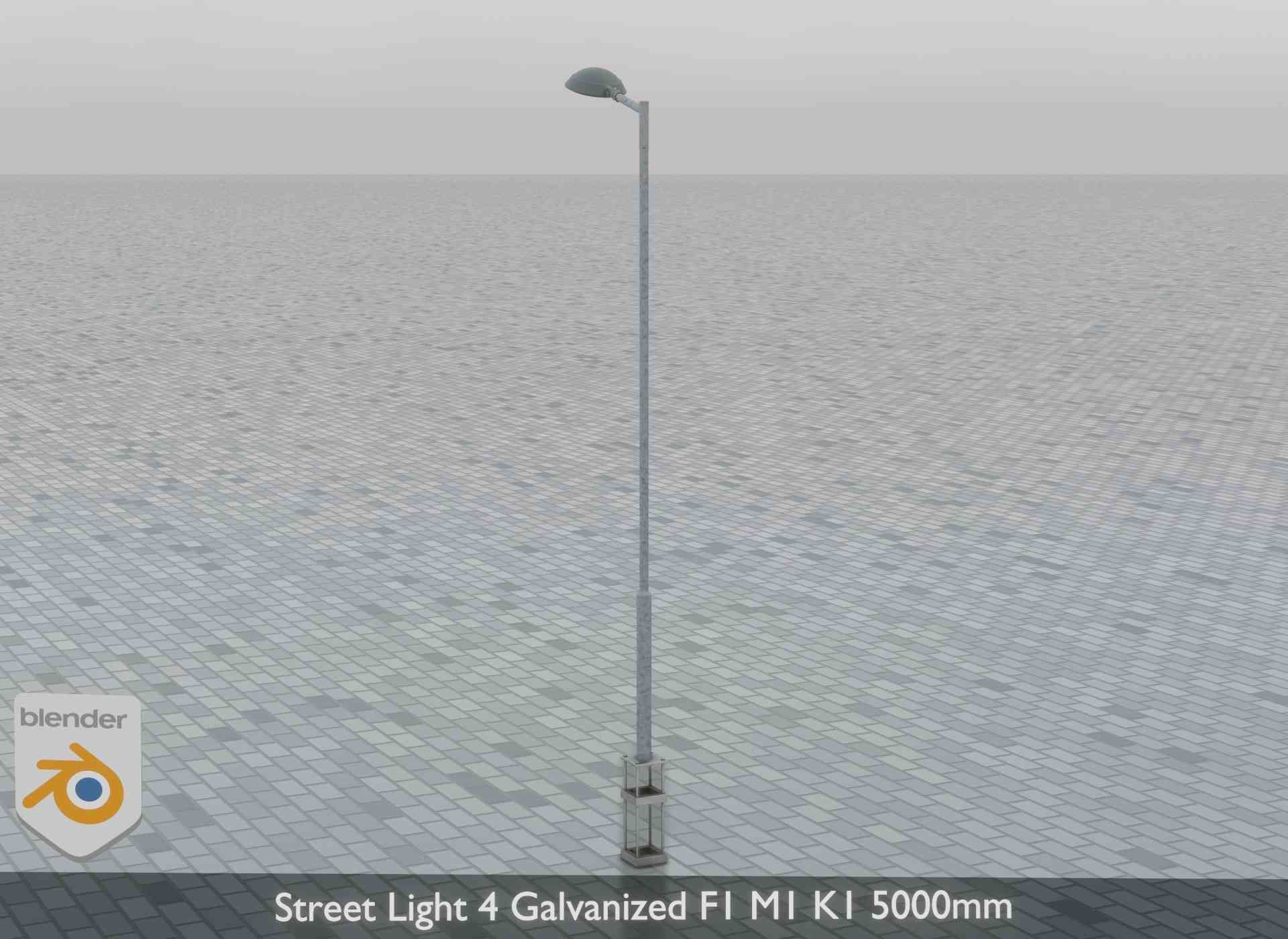 Street Light 4 Galvanized F1 M1 K1 5000mm Low-poly 3D model_7