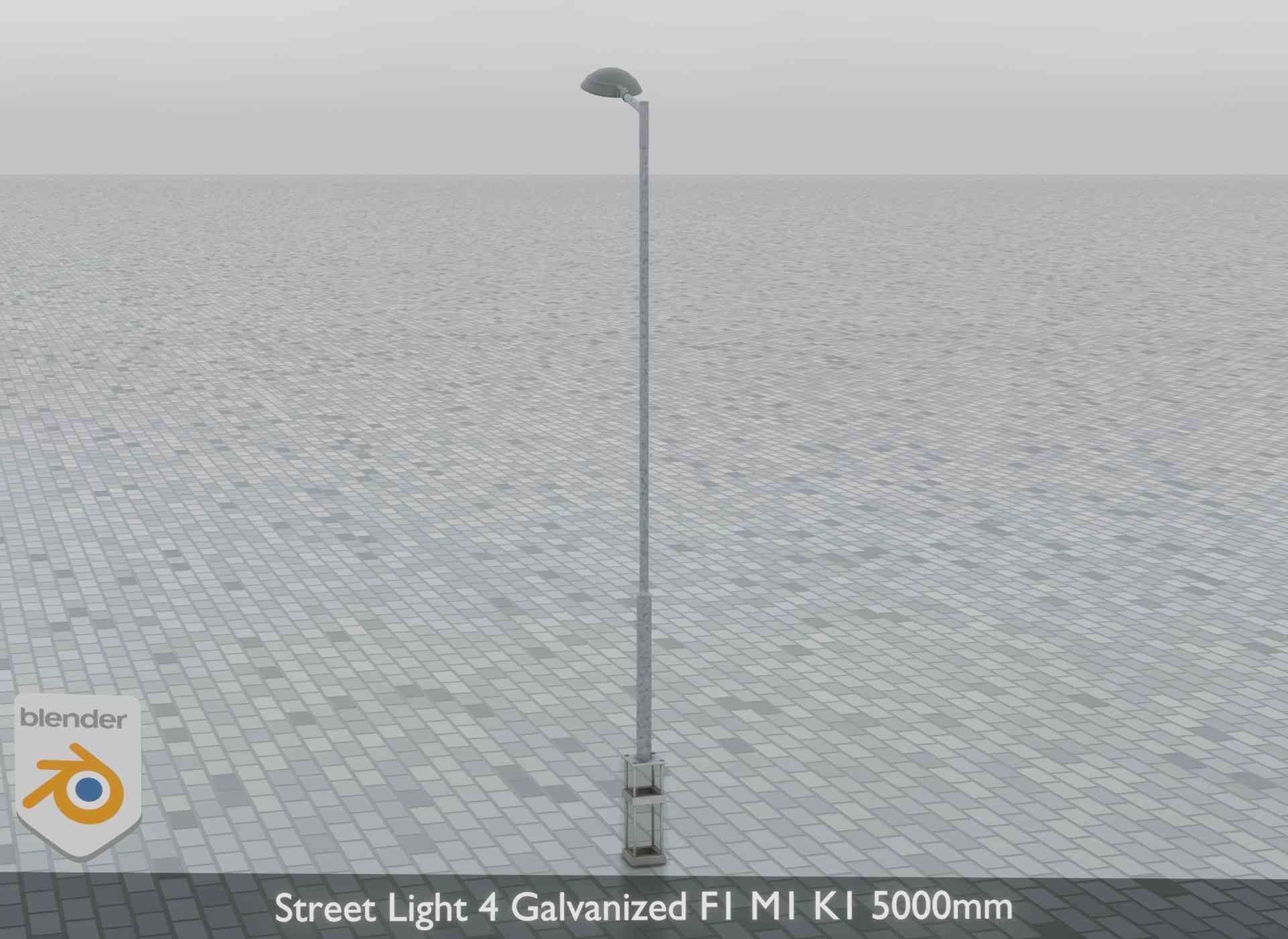 Street Light 4 Galvanized F1 M1 K1 5000mm Low-poly 3D model_8