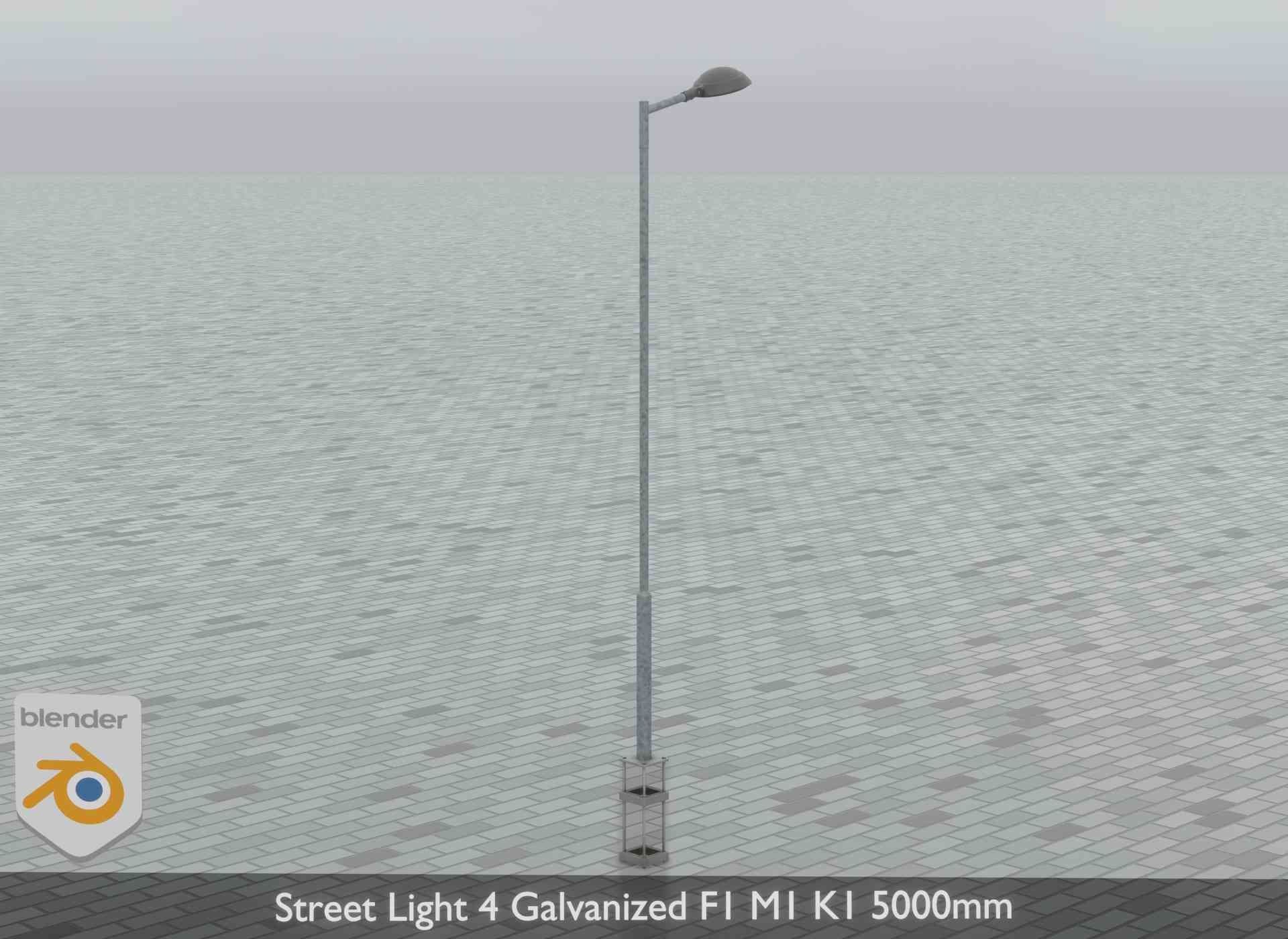 Street Light 4 Galvanized F1 M1 K1 5000mm Low-poly 3D model_15