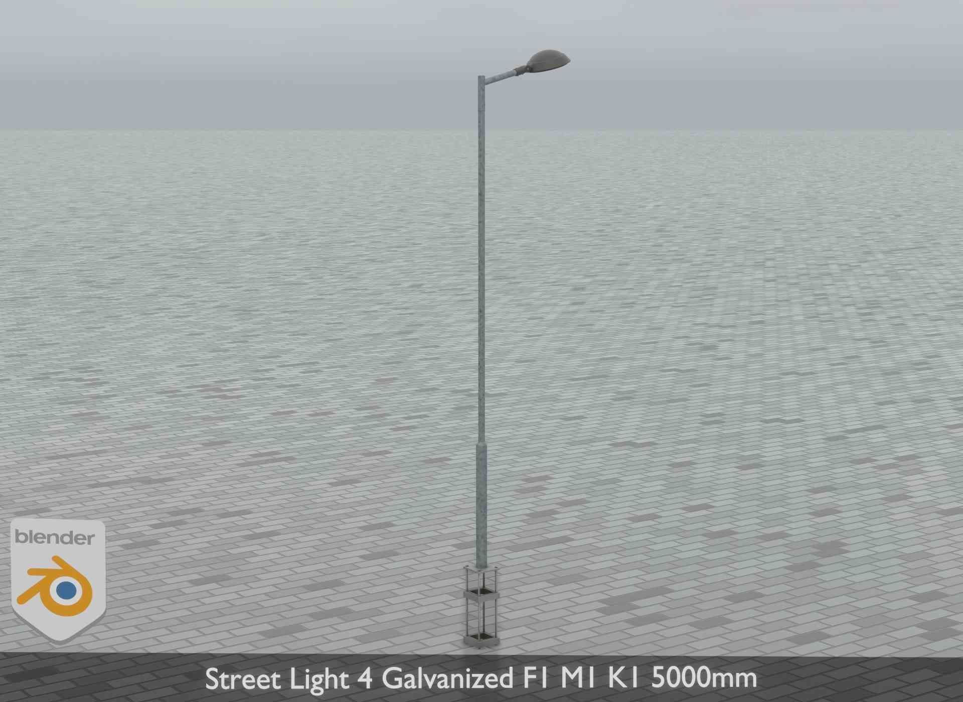 Street Light 4 Galvanized F1 M1 K1 5000mm Low-poly 3D model_16