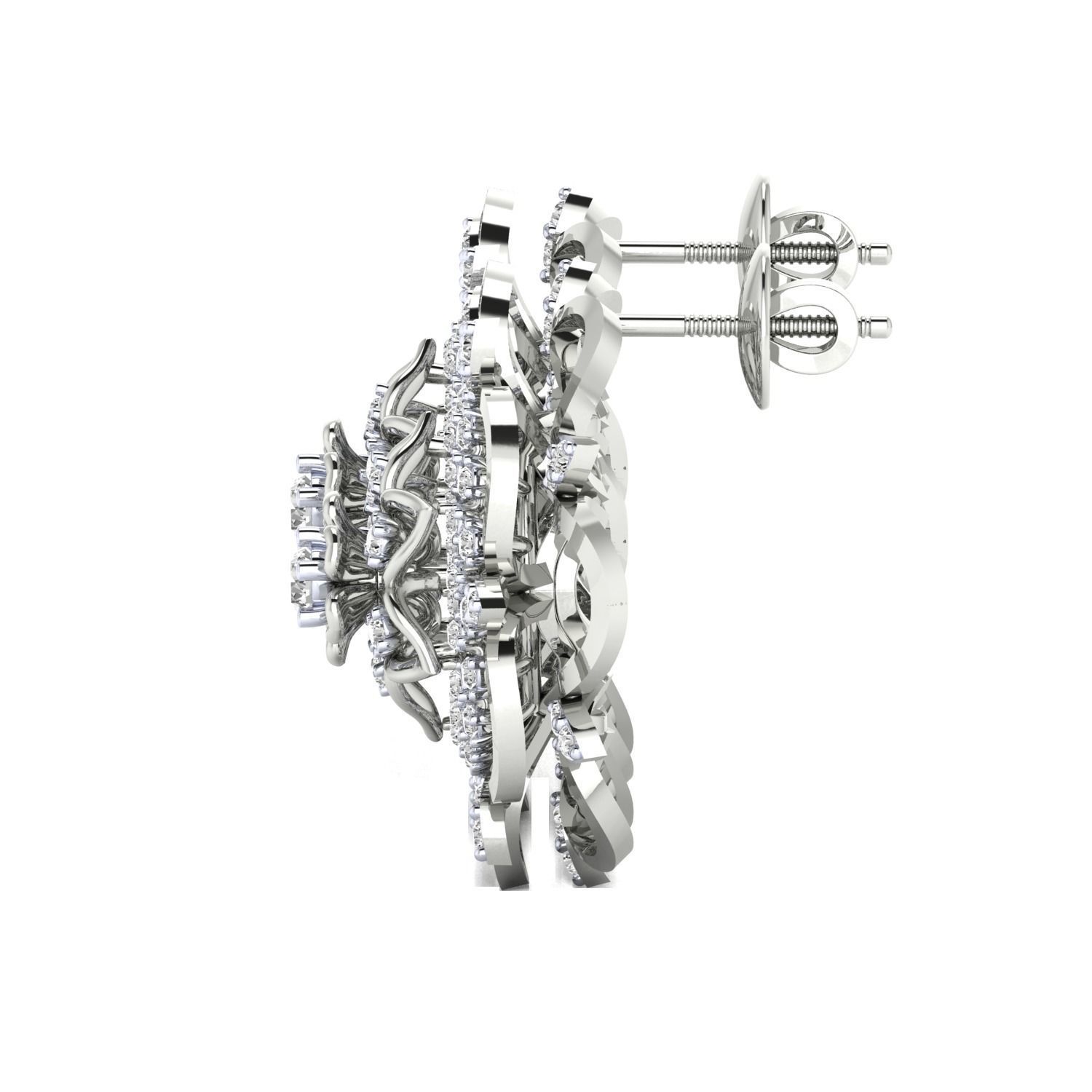 Women Stud Earrings STL OBJ FBX Renders Details 3D print model_12