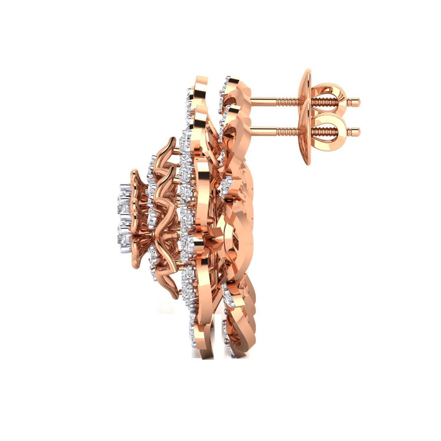 Women Stud Earrings STL OBJ FBX Renders Details 3D print model_5