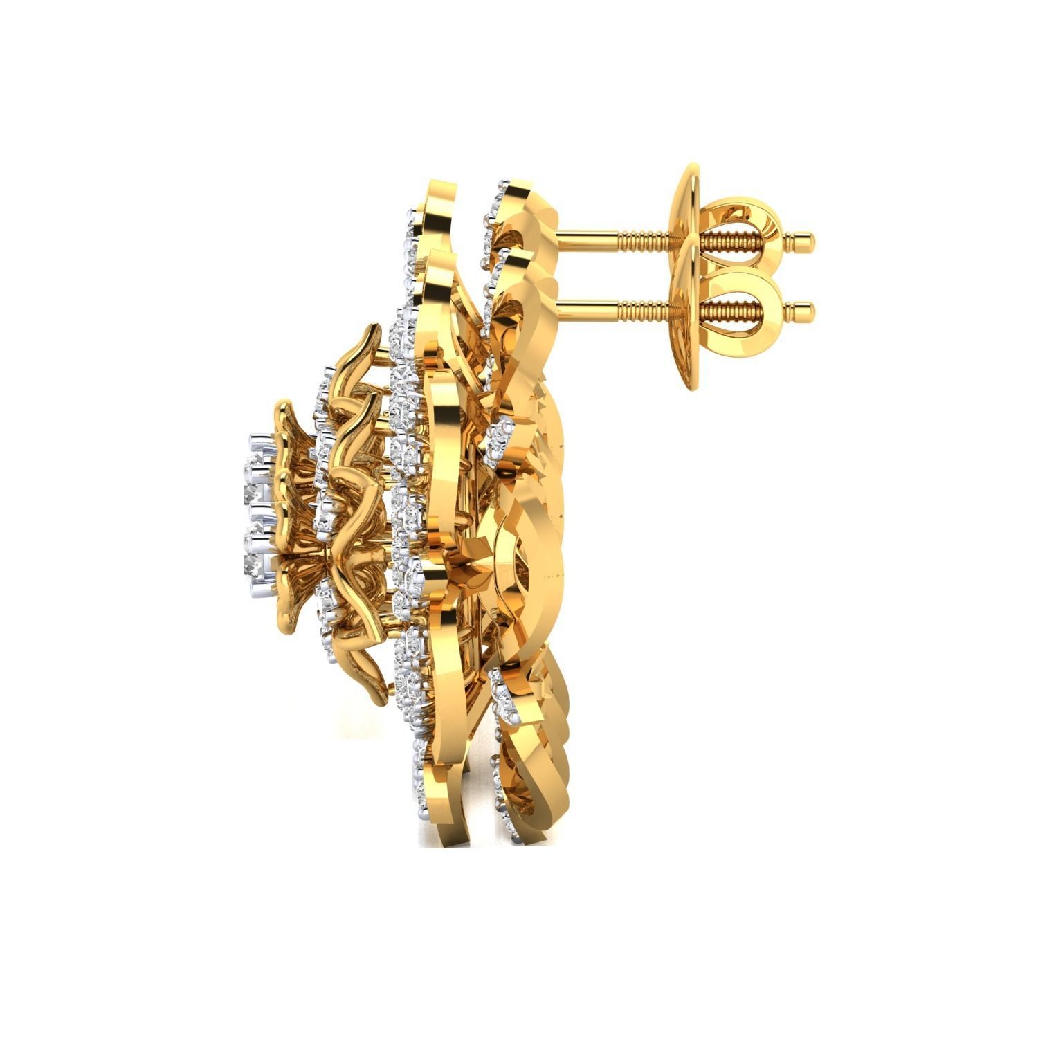 Women Stud Earrings STL OBJ FBX Renders Details 3D print model_18