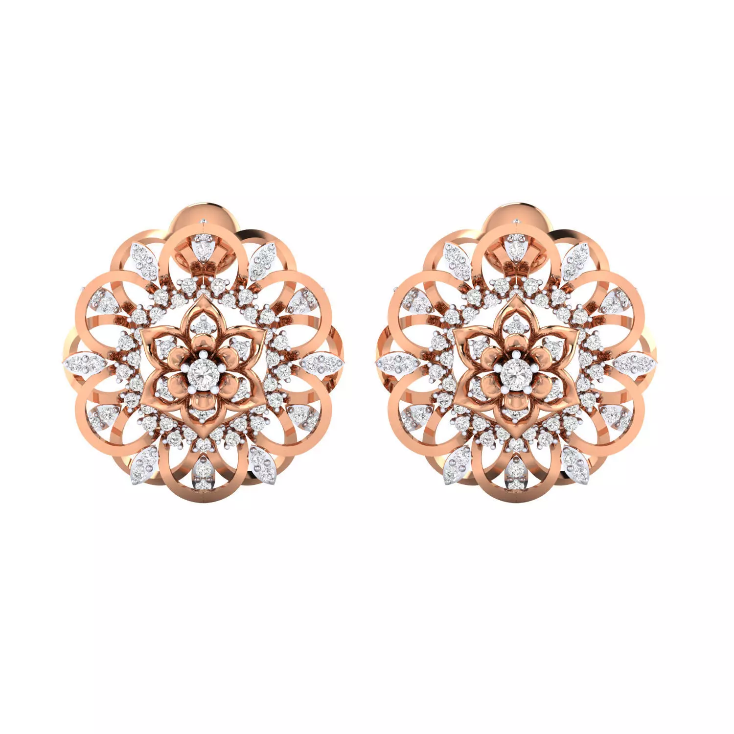 Women Stud Earrings STL OBJ FBX Renders Details 3D print model_0