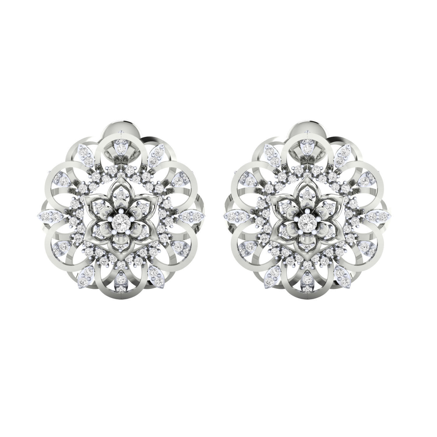 Women Stud Earrings STL OBJ FBX Renders Details 3D print model_7