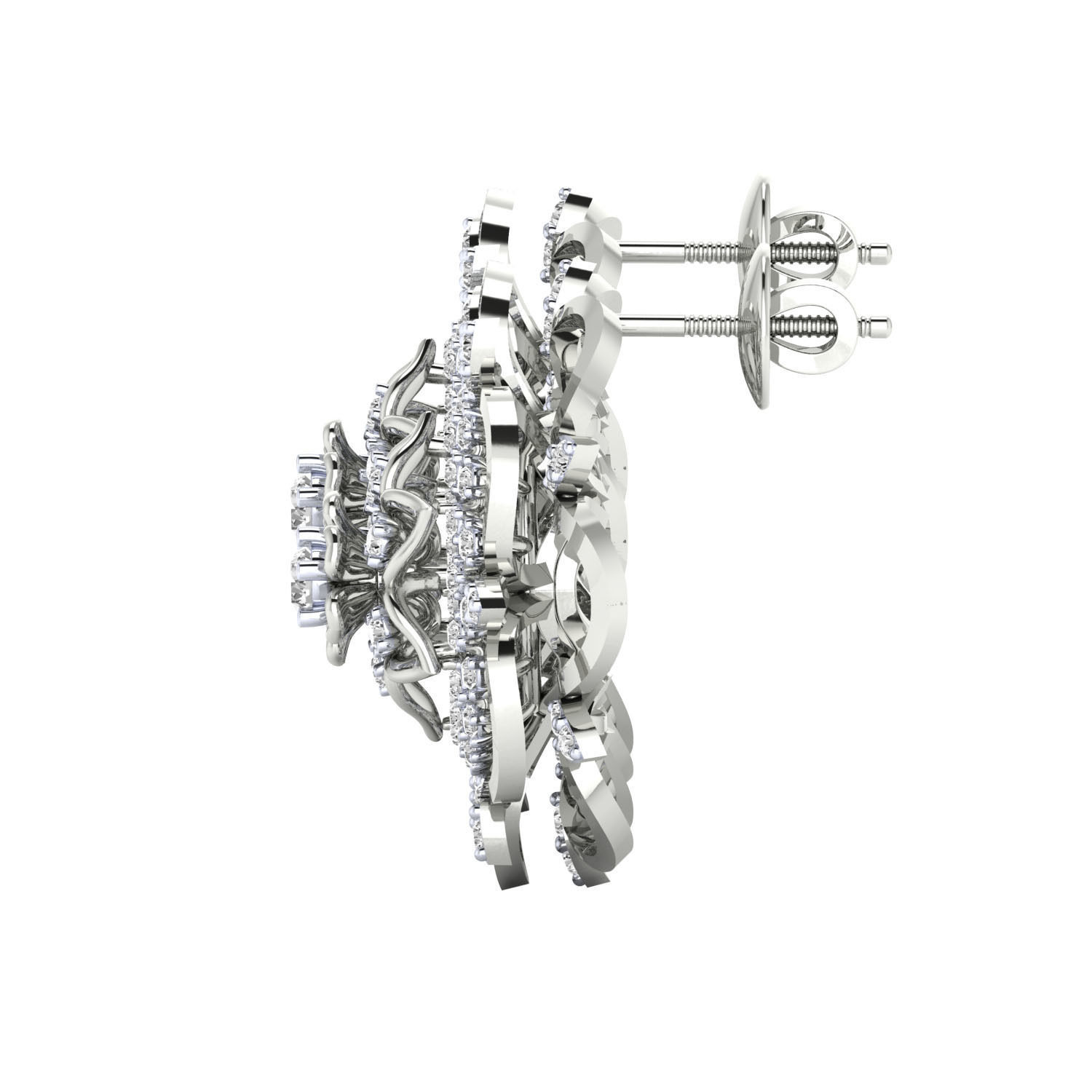 Women Stud Earrings STL OBJ FBX Renders Details 3D print model_11