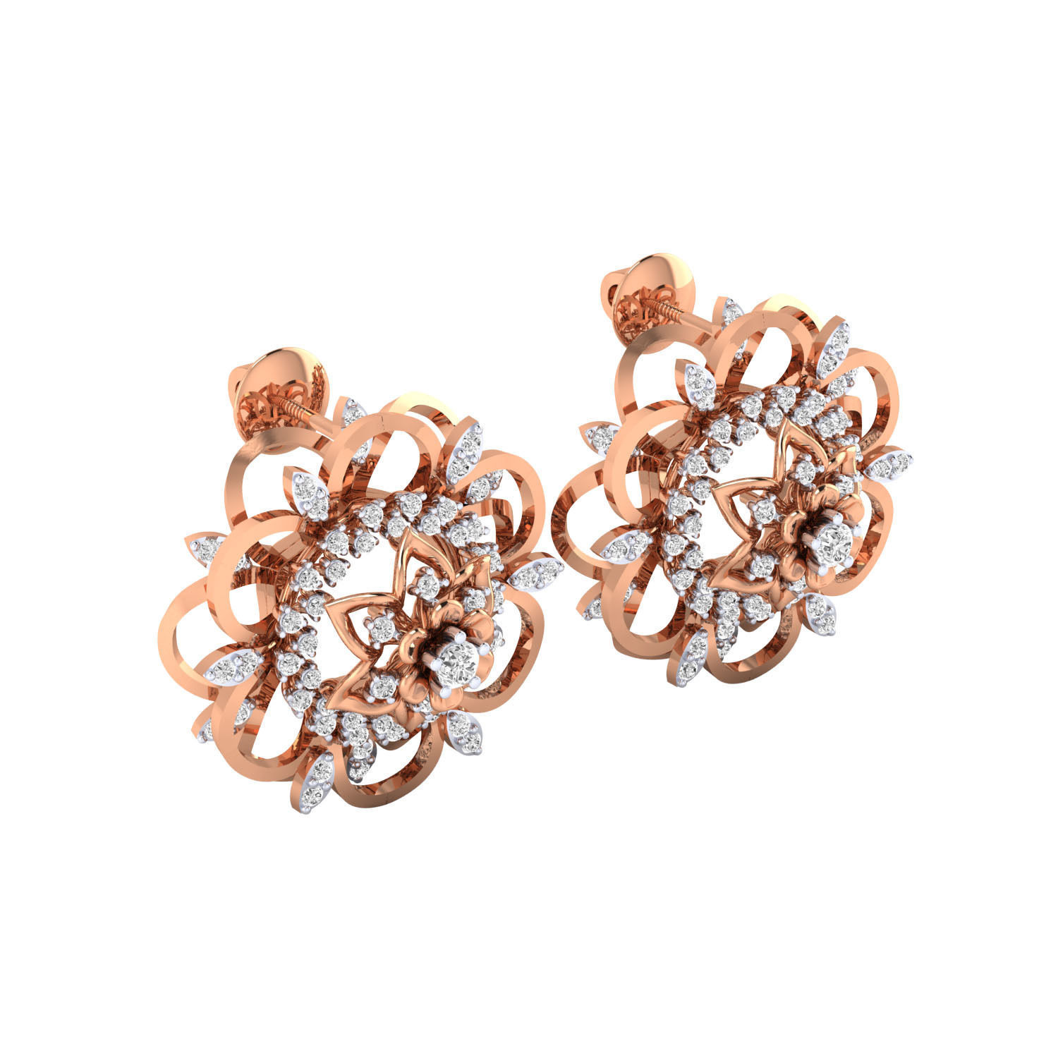 Women Stud Earrings STL OBJ FBX Renders Details 3D print model_2