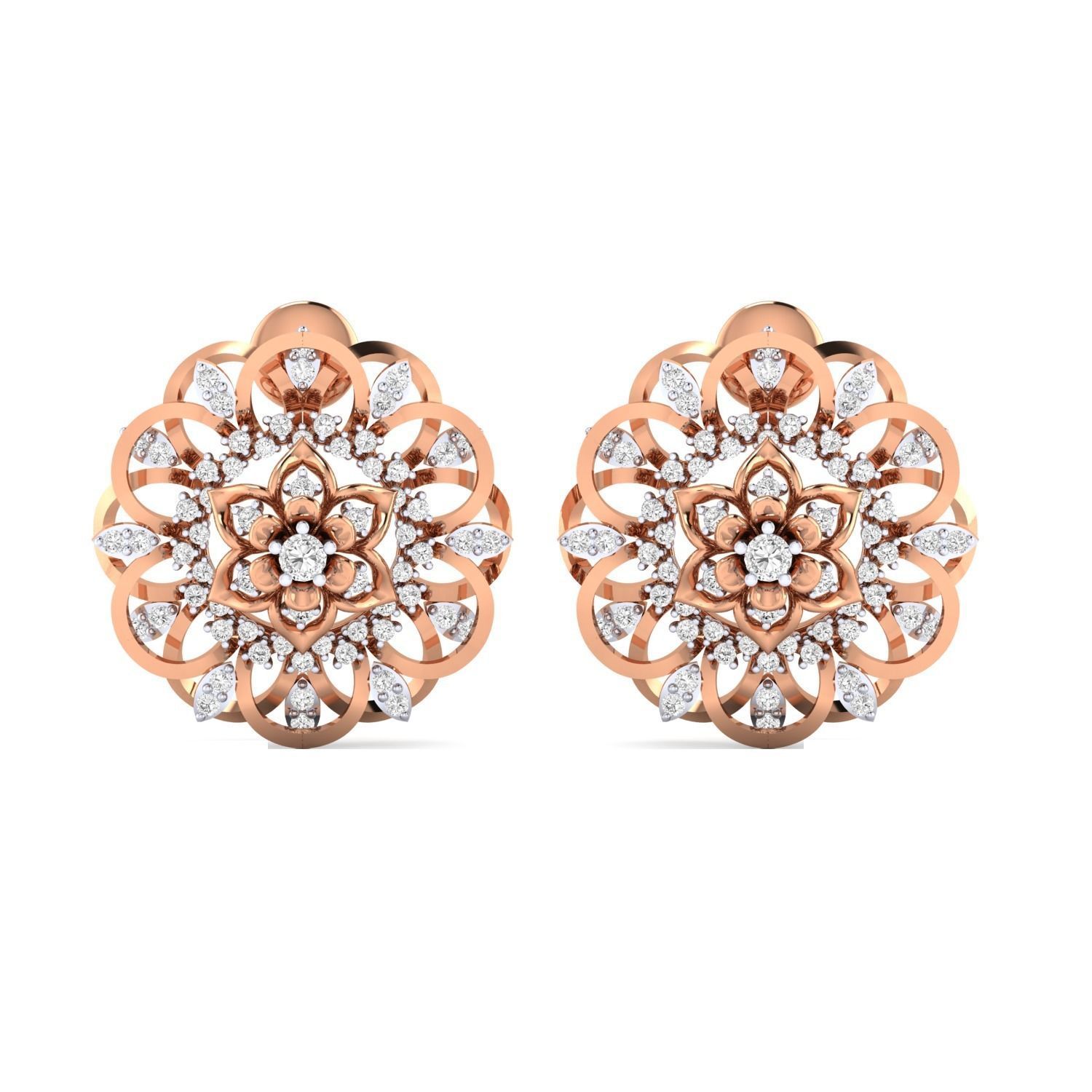 Women Stud Earrings STL OBJ FBX Renders Details 3D print model_1