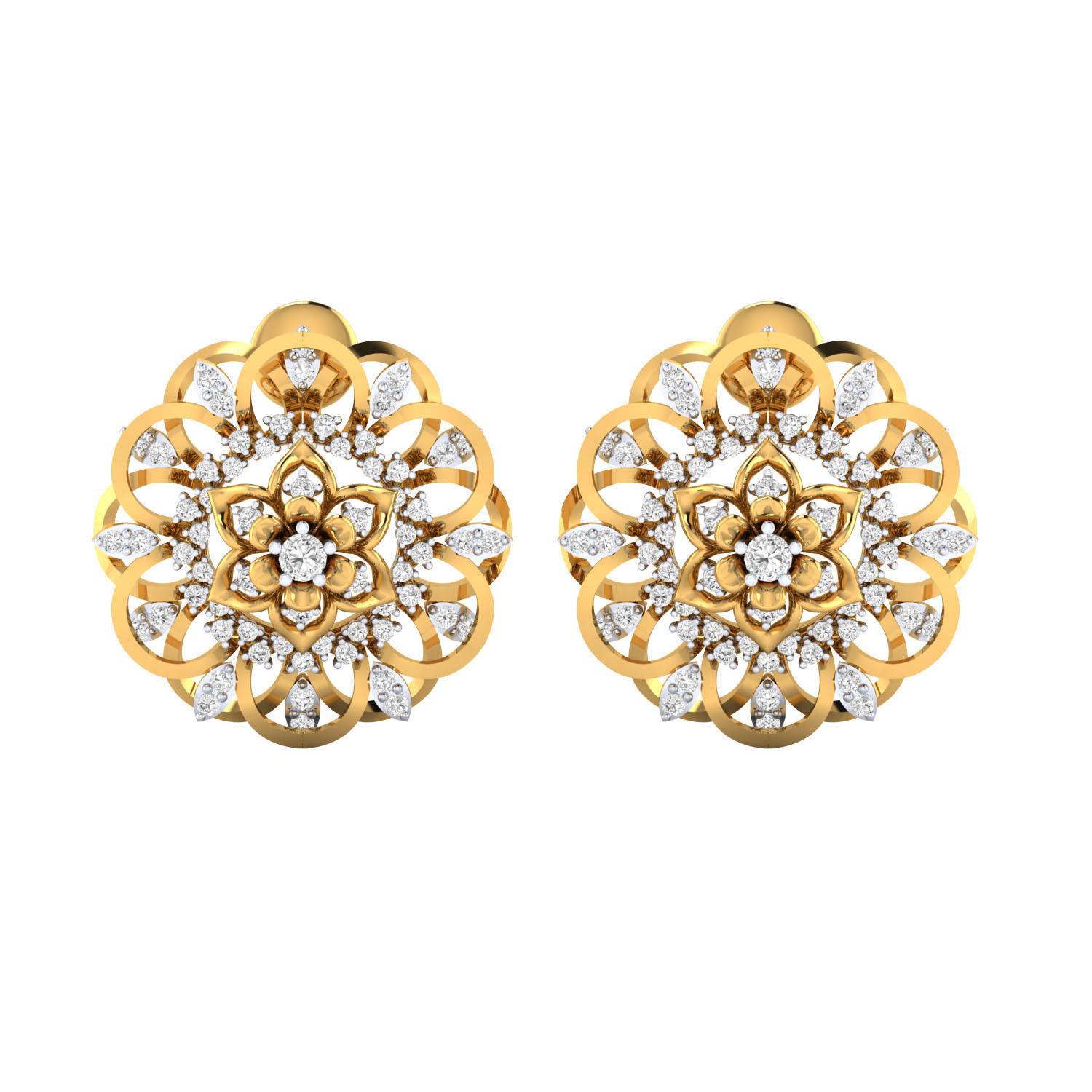 Women Stud Earrings STL OBJ FBX Renders Details 3D print model_13