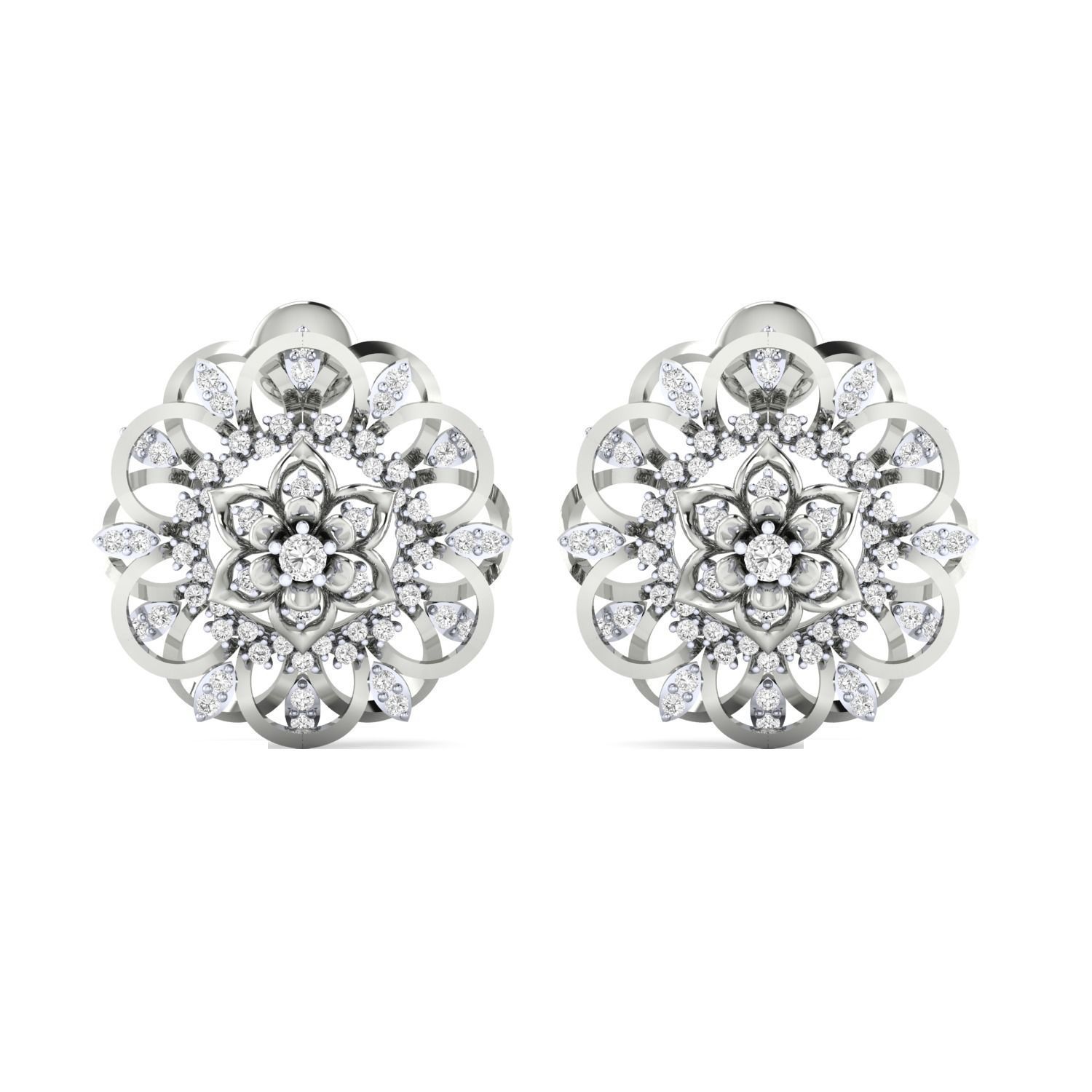 Women Stud Earrings STL OBJ FBX Renders Details 3D print model_8