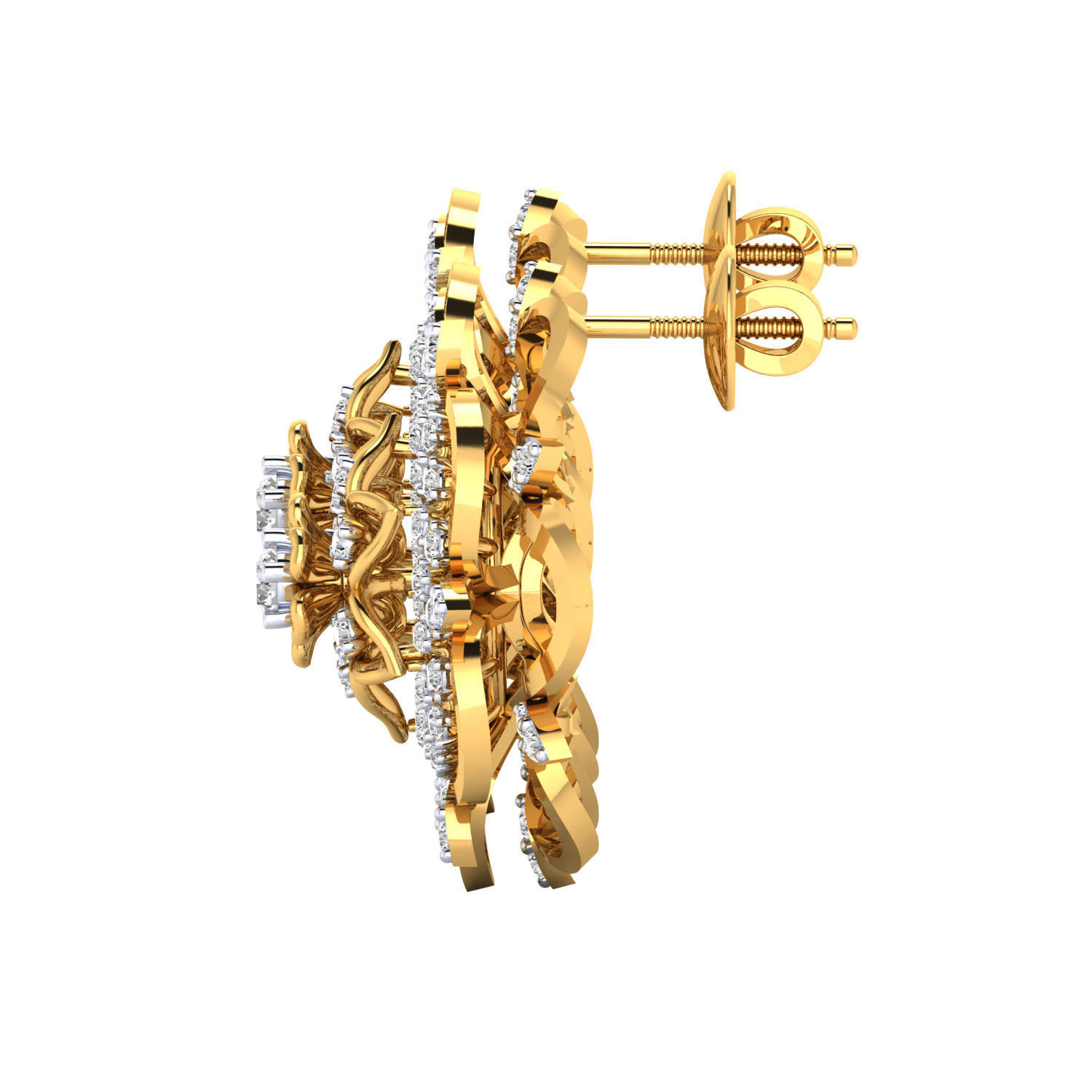 Women Stud Earrings STL OBJ FBX Renders Details 3D print model_17