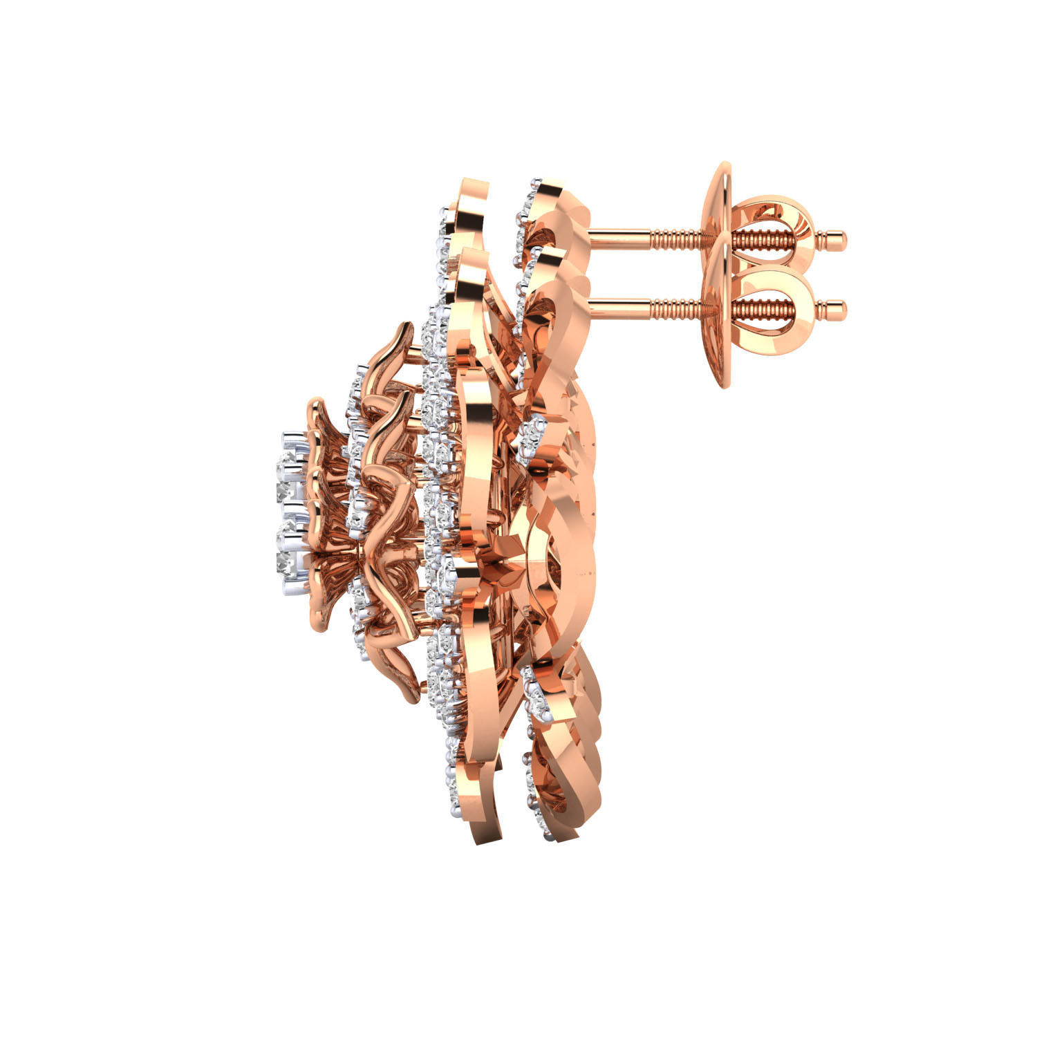 Women Stud Earrings STL OBJ FBX Renders Details 3D print model_4