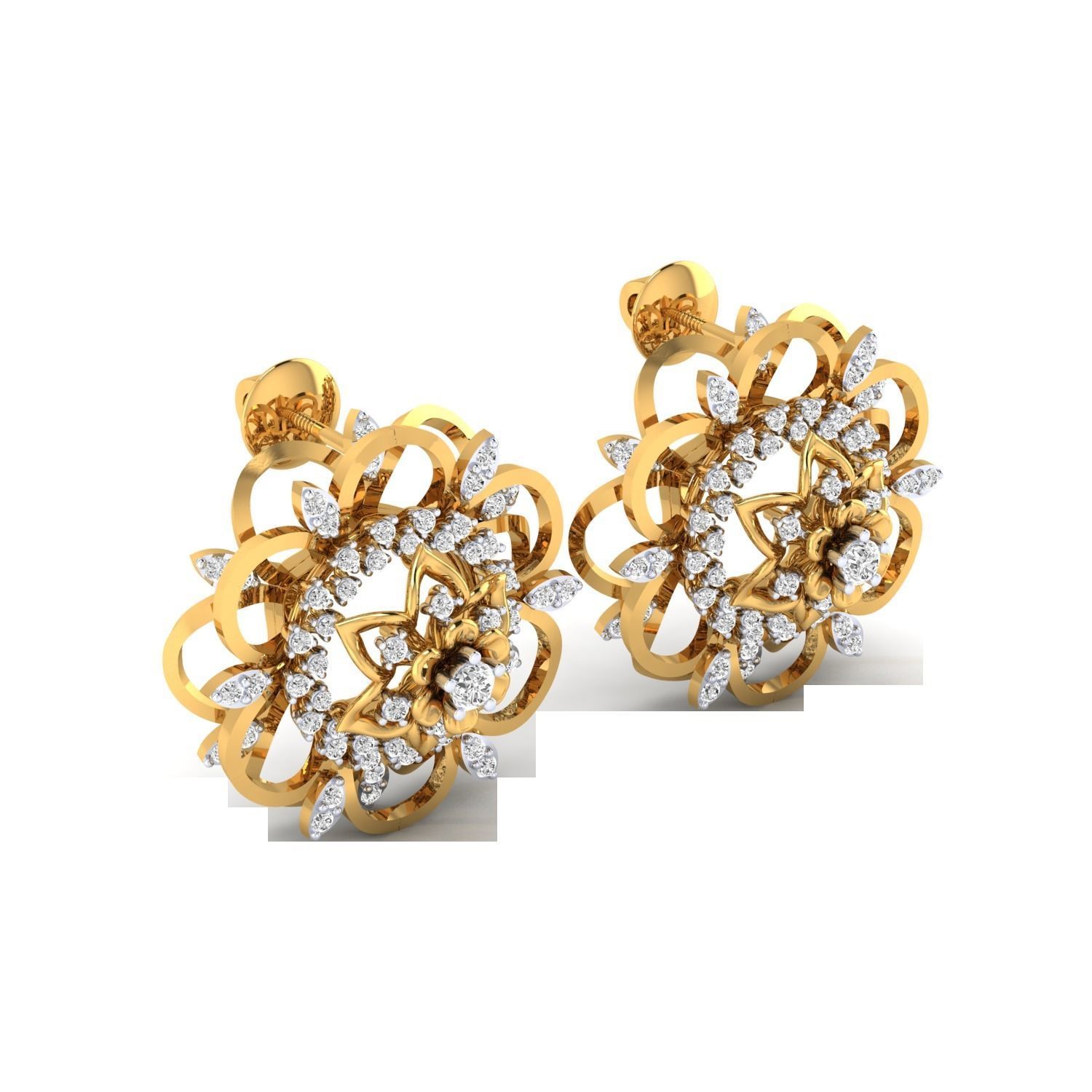 Women Stud Earrings STL OBJ FBX Renders Details 3D print model_16