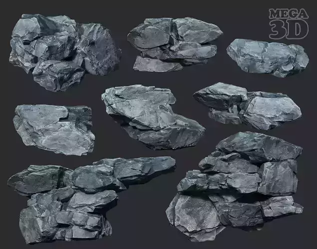 Low Poly Gray Rock 230322 - Ultra HD 16K Texture