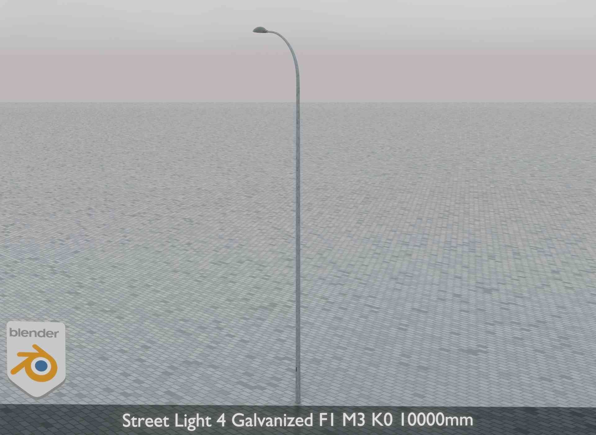 Street Light 4 Galvanized F1 M3 K0 10000mm Low-poly 3D model_6
