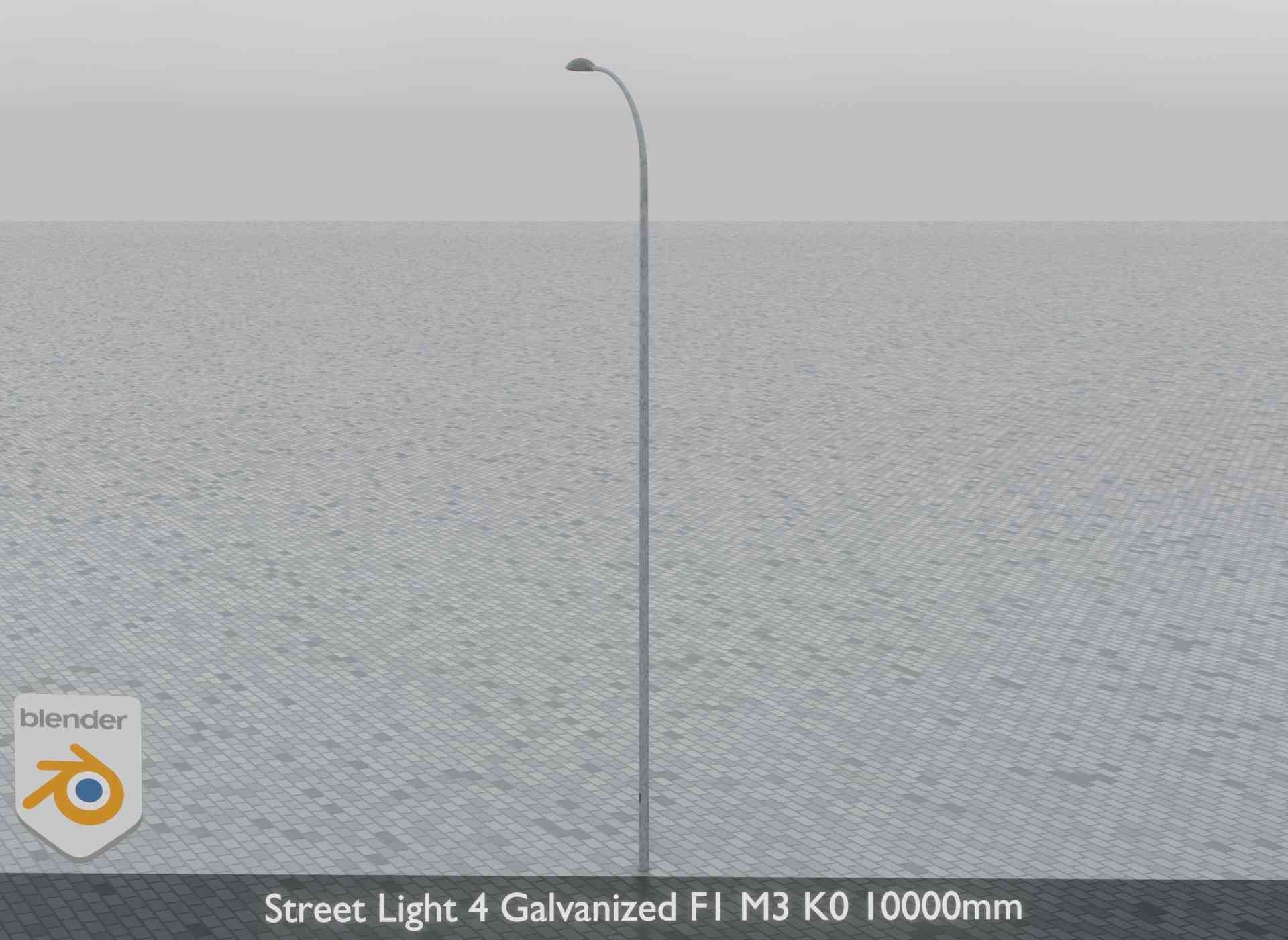 Street Light 4 Galvanized F1 M3 K0 10000mm Low-poly 3D model_7