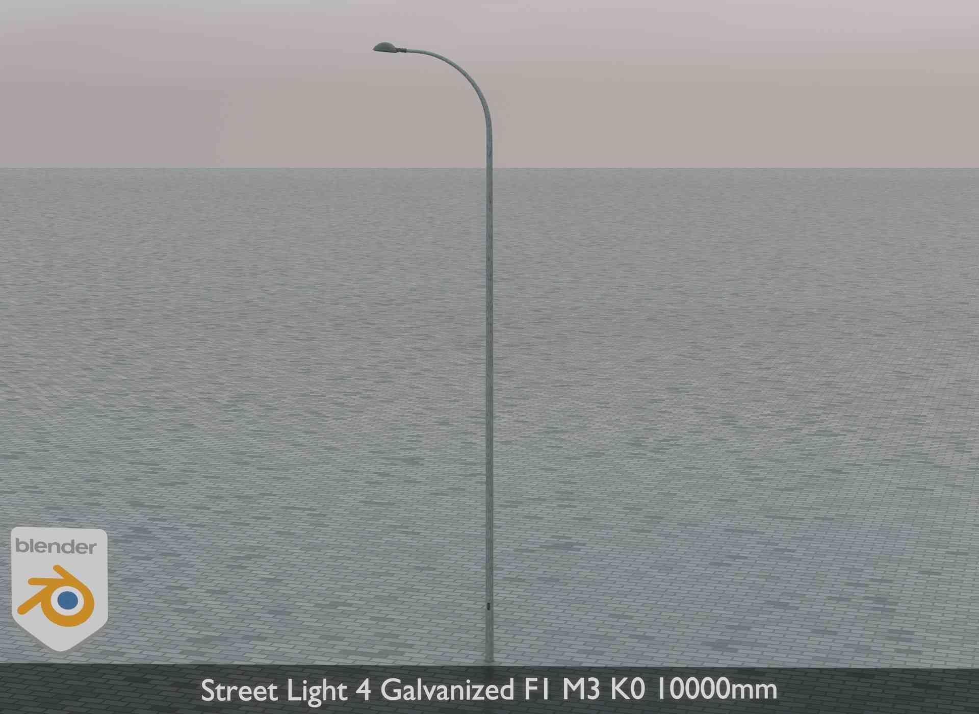 Street Light 4 Galvanized F1 M3 K0 10000mm Low-poly 3D model_2