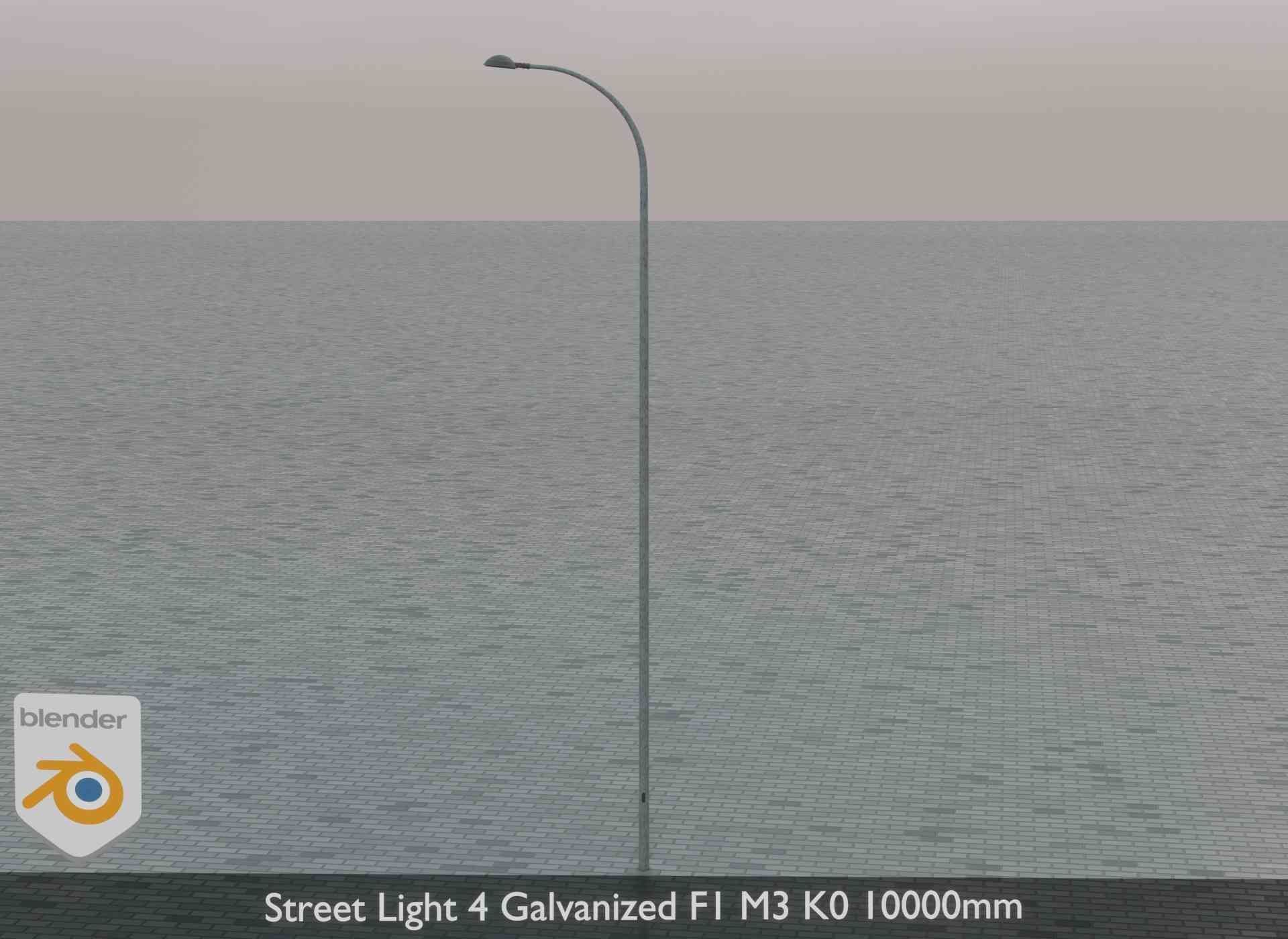 Street Light 4 Galvanized F1 M3 K0 10000mm Low-poly 3D model_1