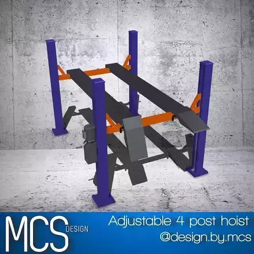 4 Post Car Lift with adjustable elements for diorama 3D print model
