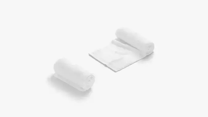 White Rolled Open Towel - bath sheet hotel gym Low-poly 3D model